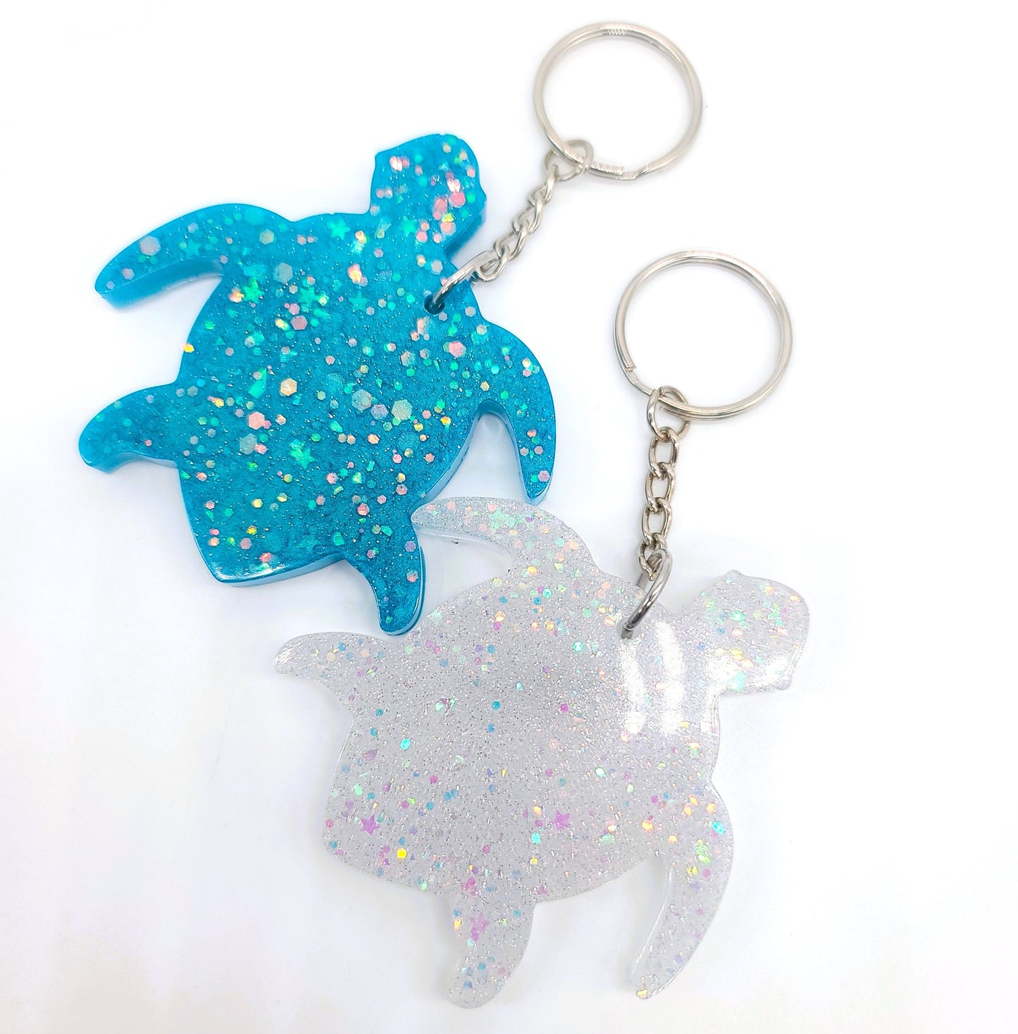 Sea Turtle Key Chain - Handmade Resin & Glitter Key Chain