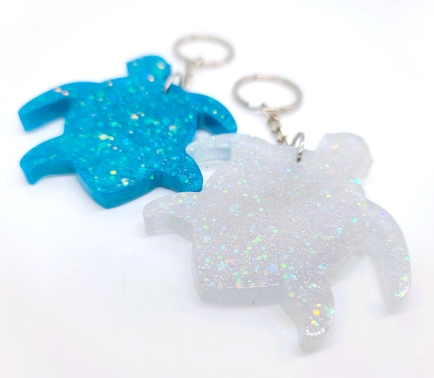 Sea Turtle Key Chain - Handmade Resin & Glitter Key Chain