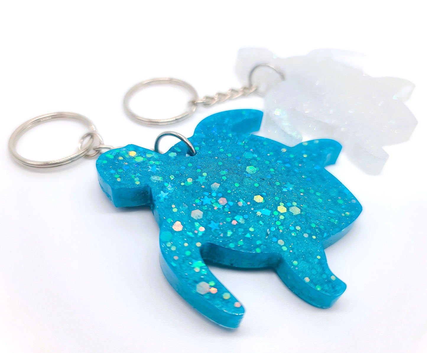 Sea Turtle Key Chain - Handmade Resin & Glitter Key Chain