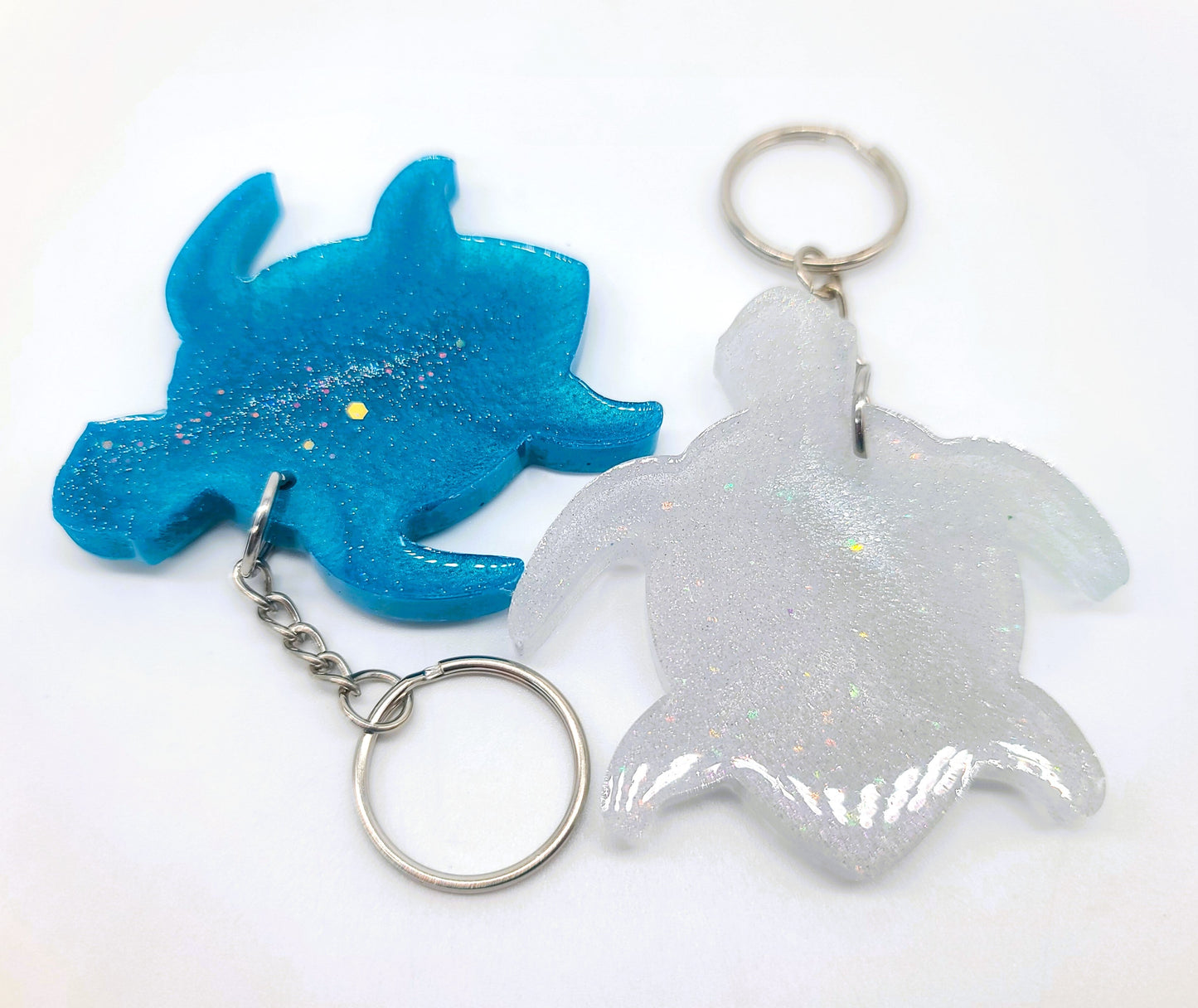 Sea Turtle Key Chain - Handmade Resin & Glitter Key Chain