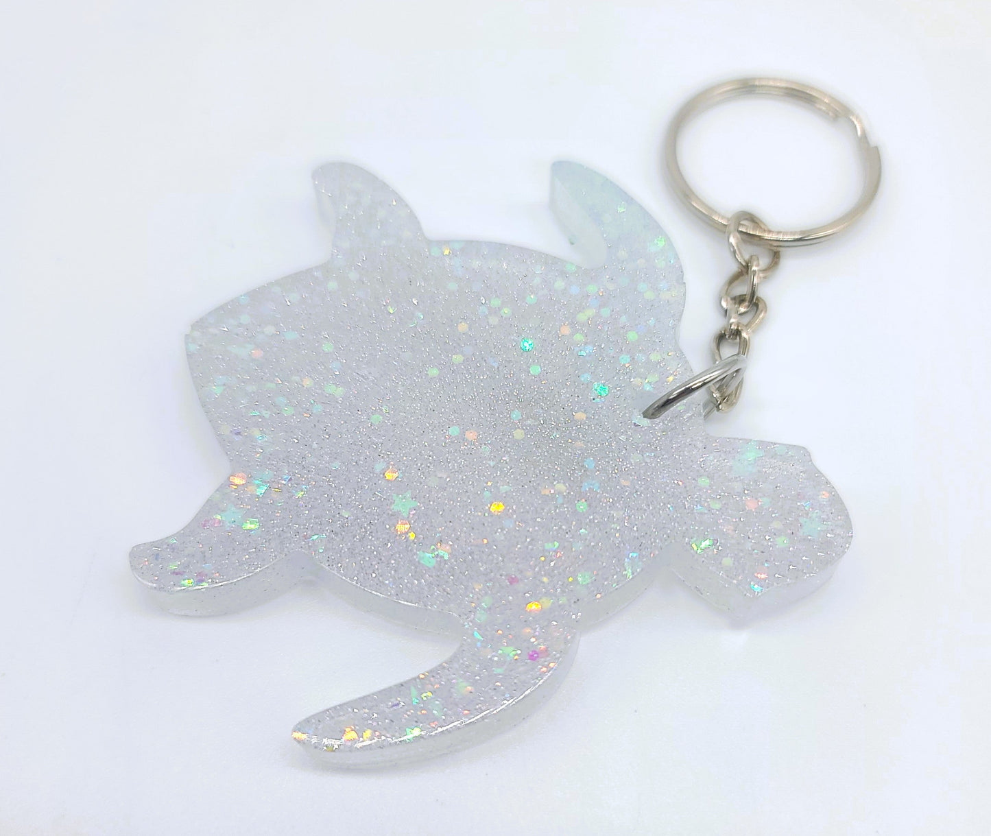 Sea Turtle Key Chain - Handmade Resin & Glitter Key Chain