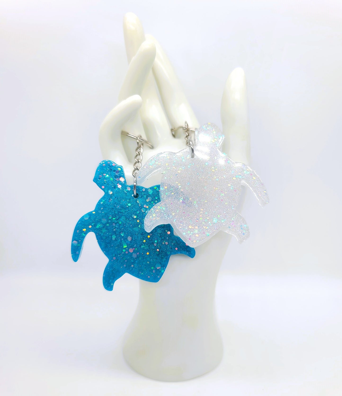 Sea Turtle Key Chain - Handmade Resin & Glitter Key Chain