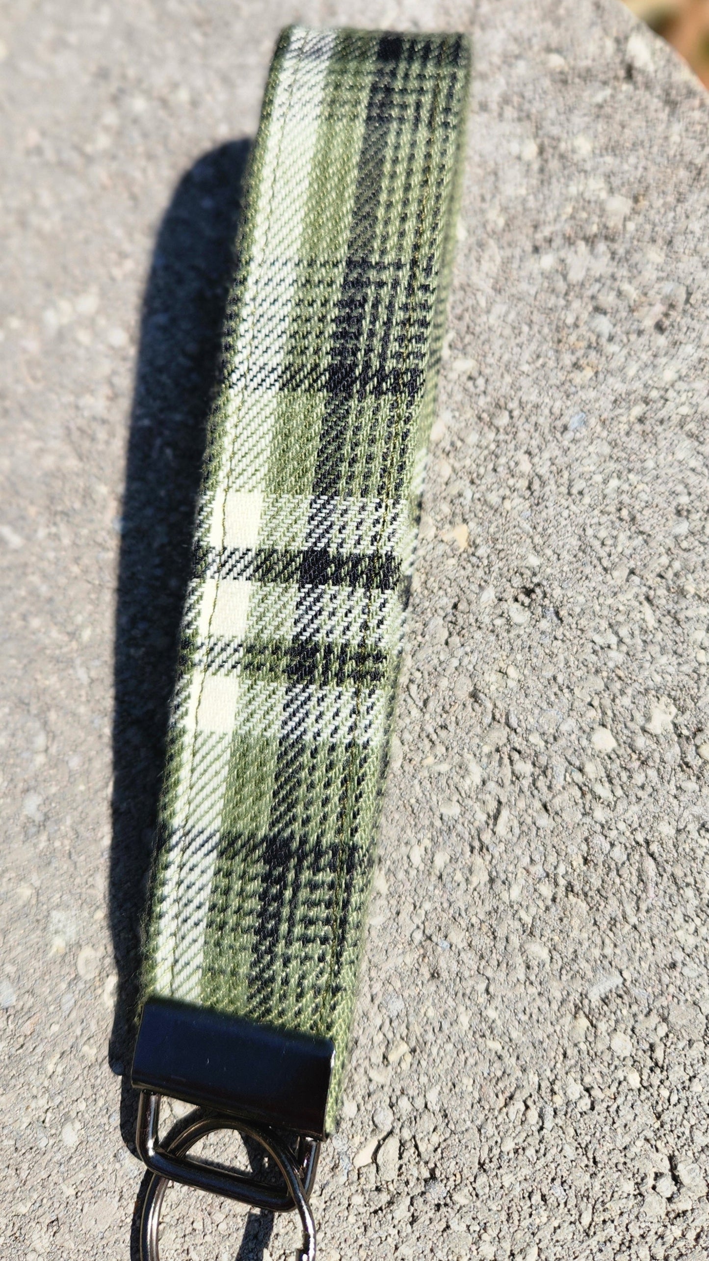 Green Plaid Keyfob Wristlet Keychain