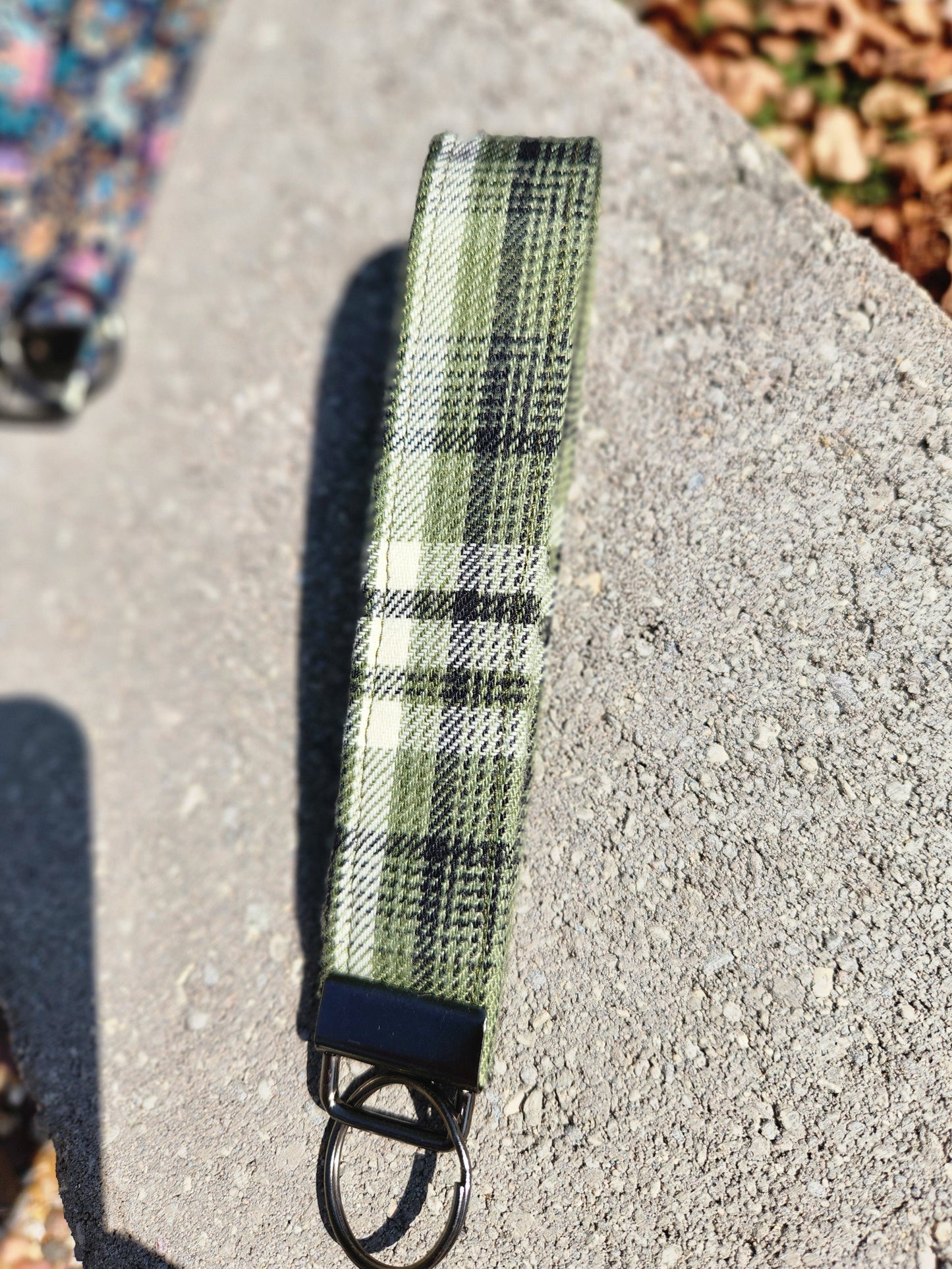Green Plaid Keyfob Wristlet Keychain