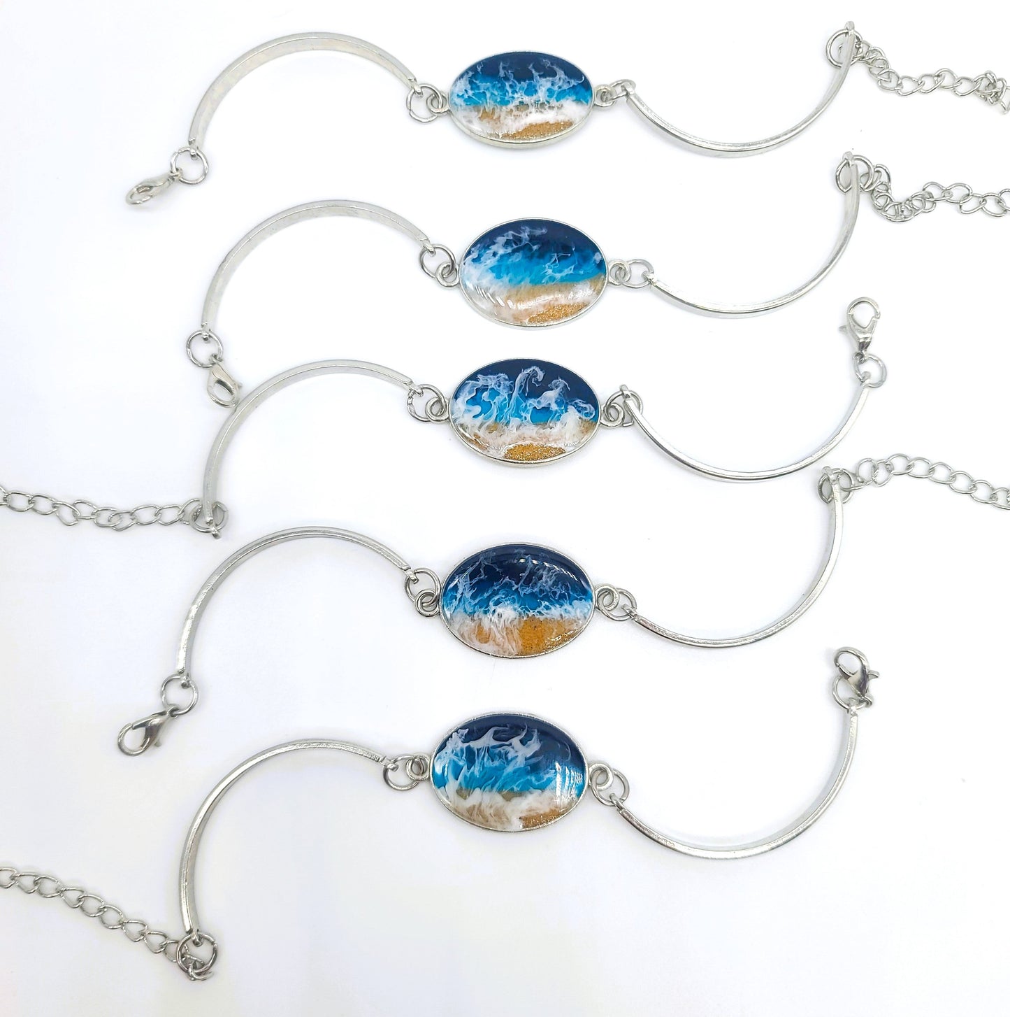 Oval Shaped Resin Seascape Bracelet