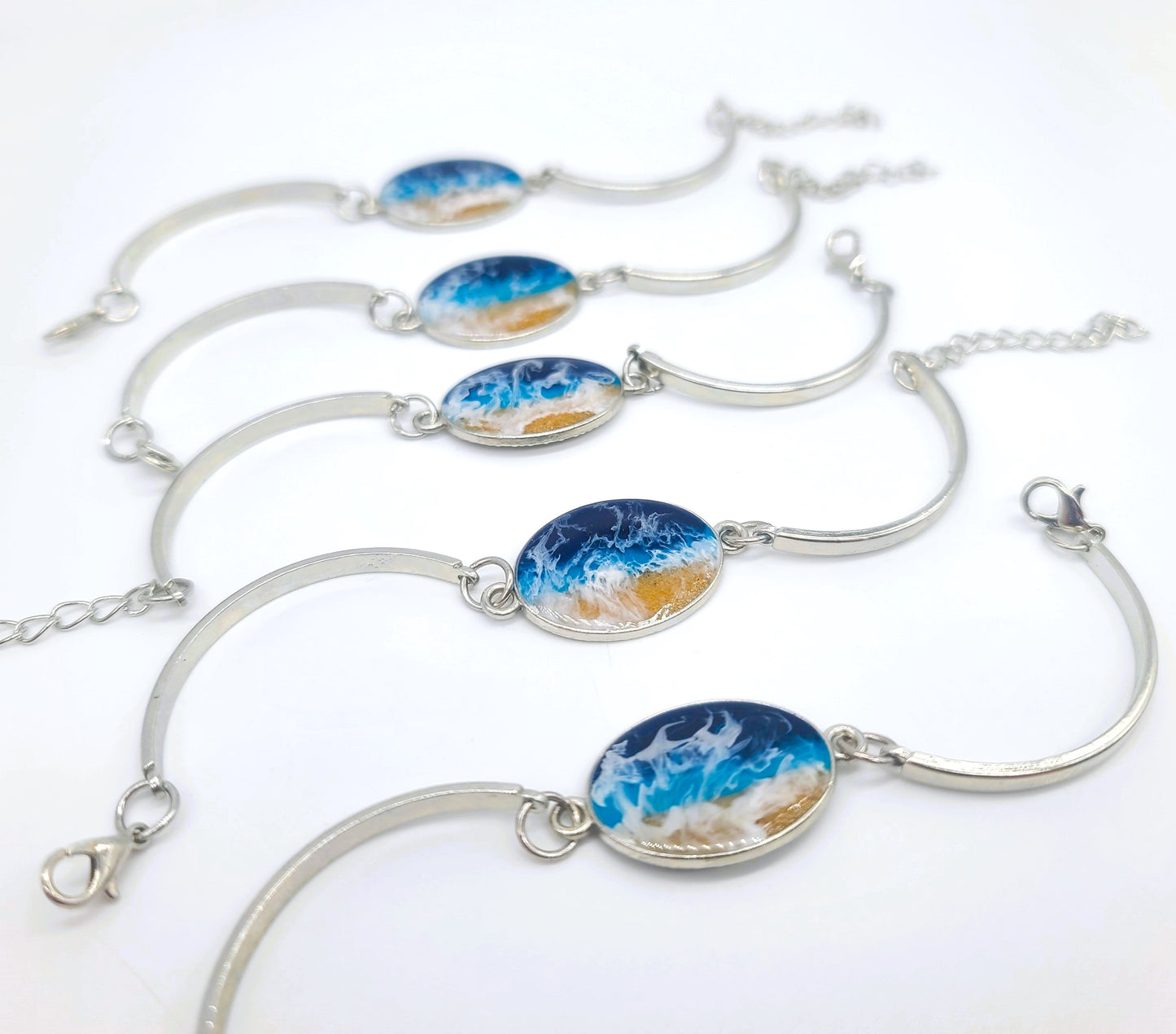 Oval Shaped Resin Seascape Bracelet