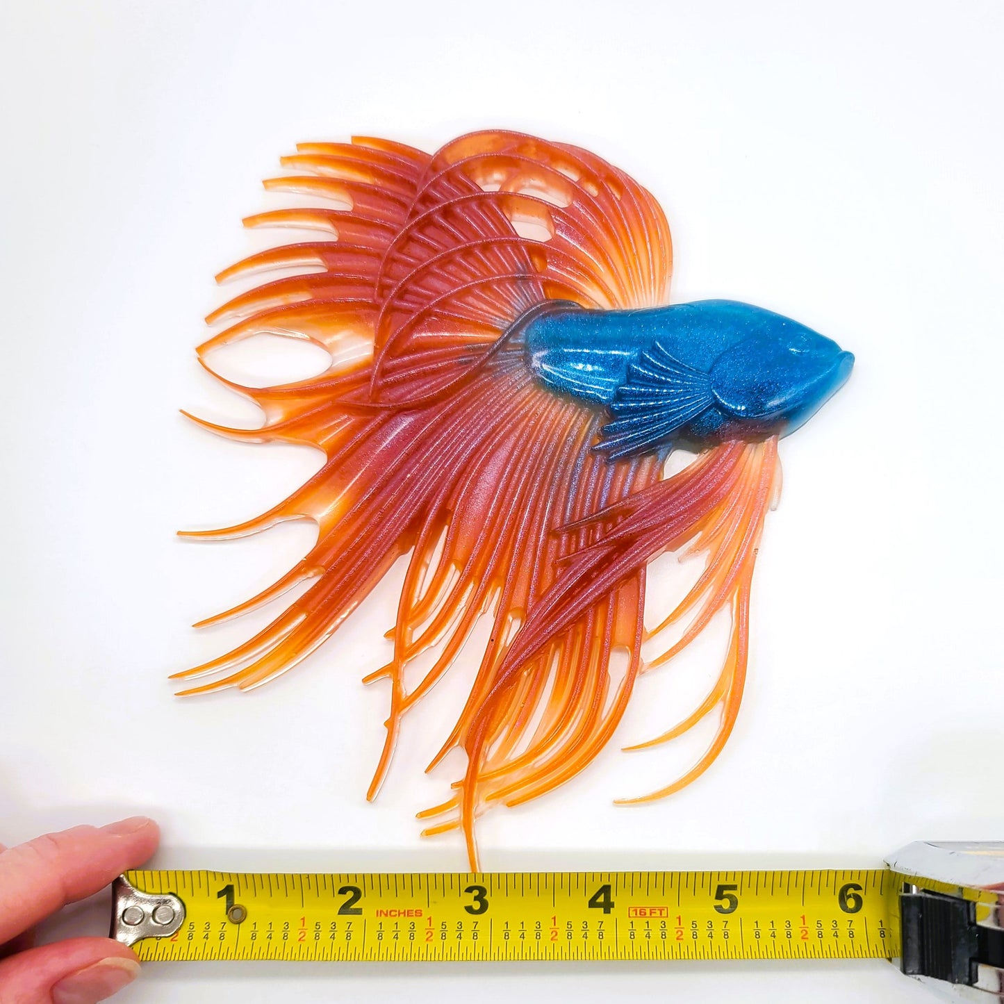 6" Betta Fish Wall Art - Holographic Color Shift Resin