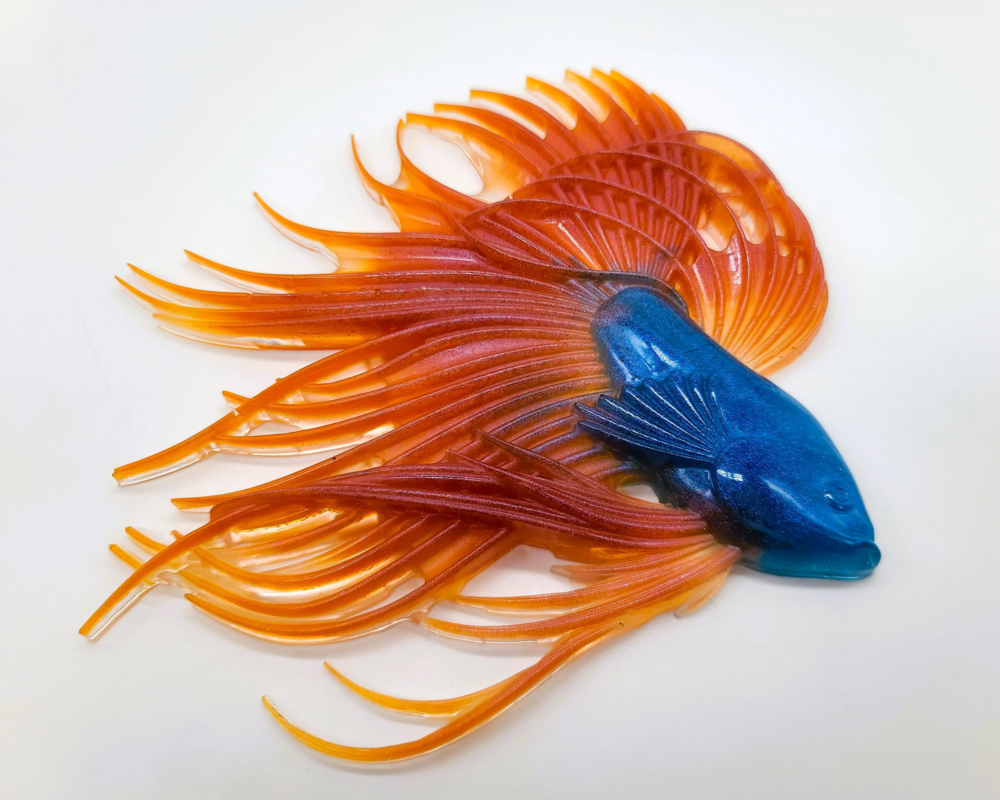6" Betta Fish Wall Art - Holographic Color Shift Resin