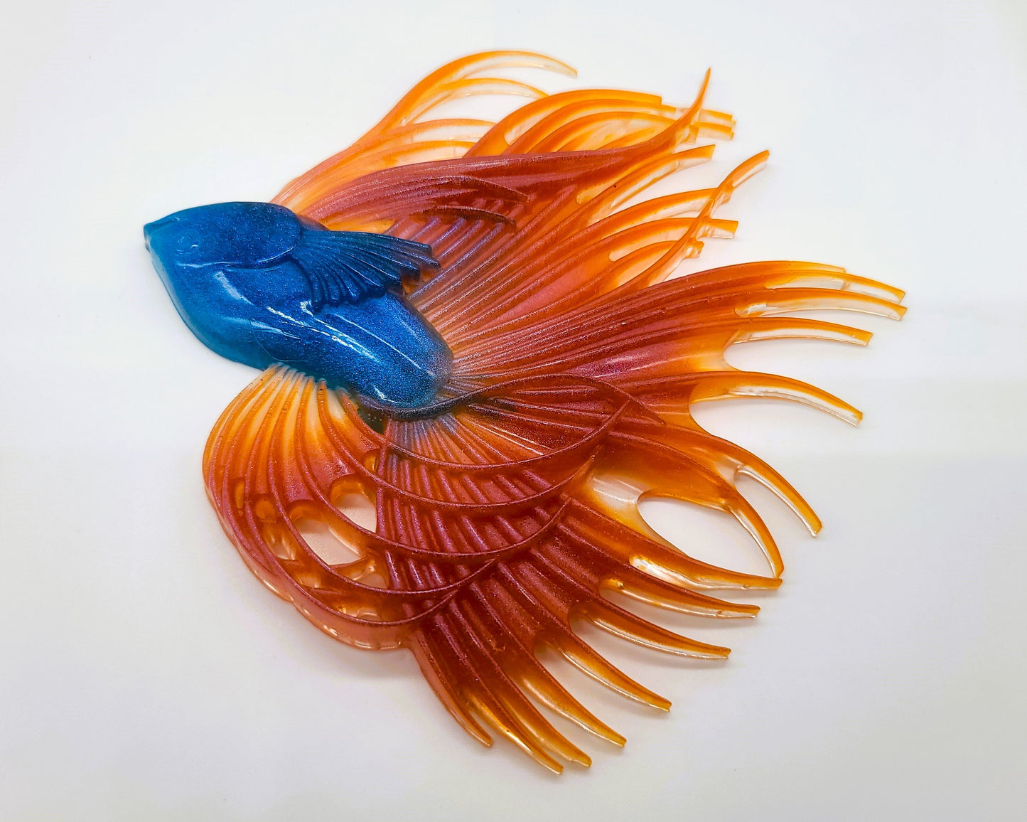 6" Betta Fish Wall Art - Holographic Color Shift Resin