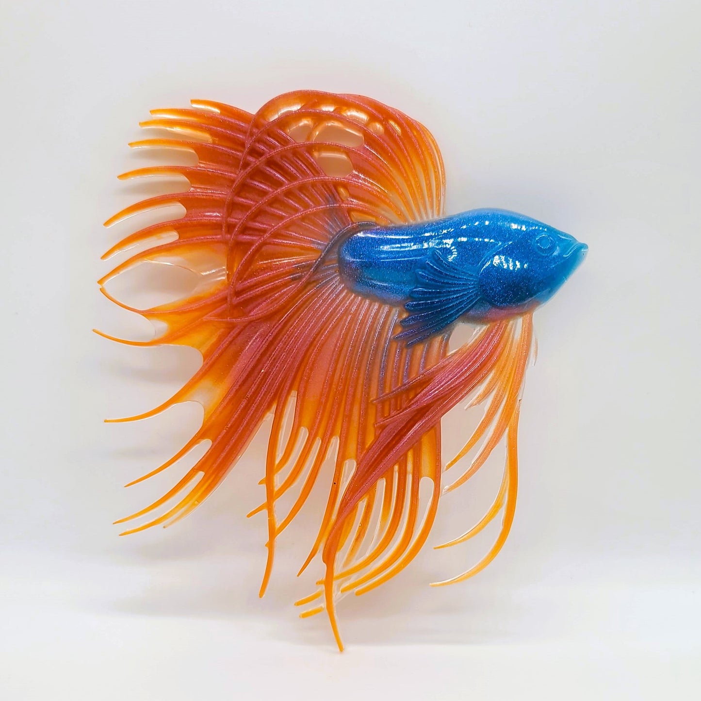 6" Betta Fish Wall Art - Holographic Color Shift Resin