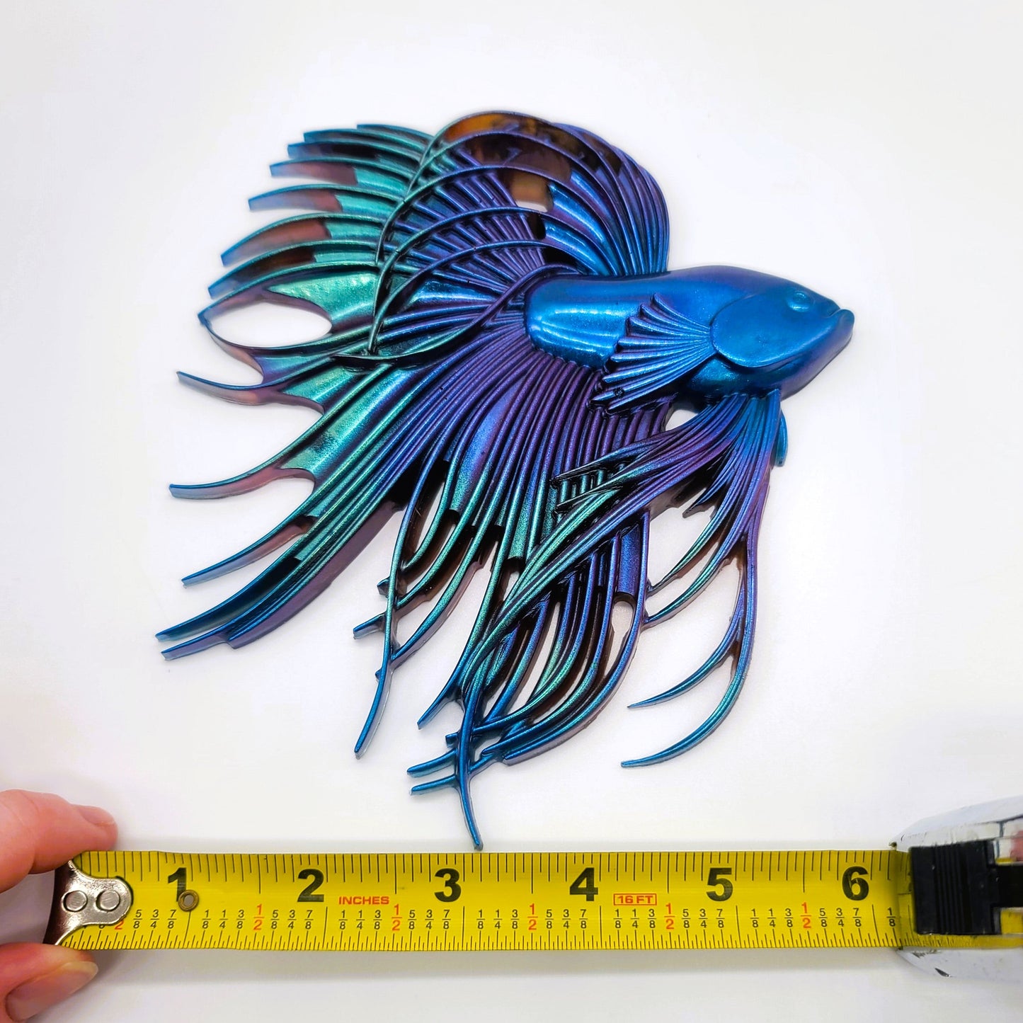 6" Betta Fish Wall Art - Holographic Color Shift Resin