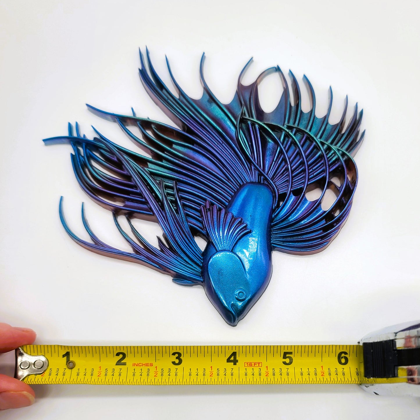 6" Betta Fish Wall Art - Holographic Color Shift Resin
