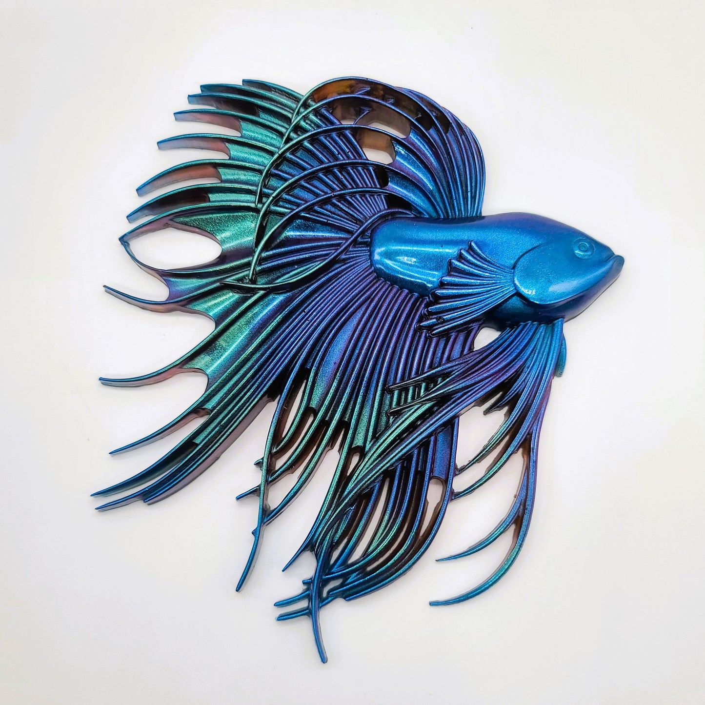 6" Betta Fish Wall Art - Holographic Color Shift Resin