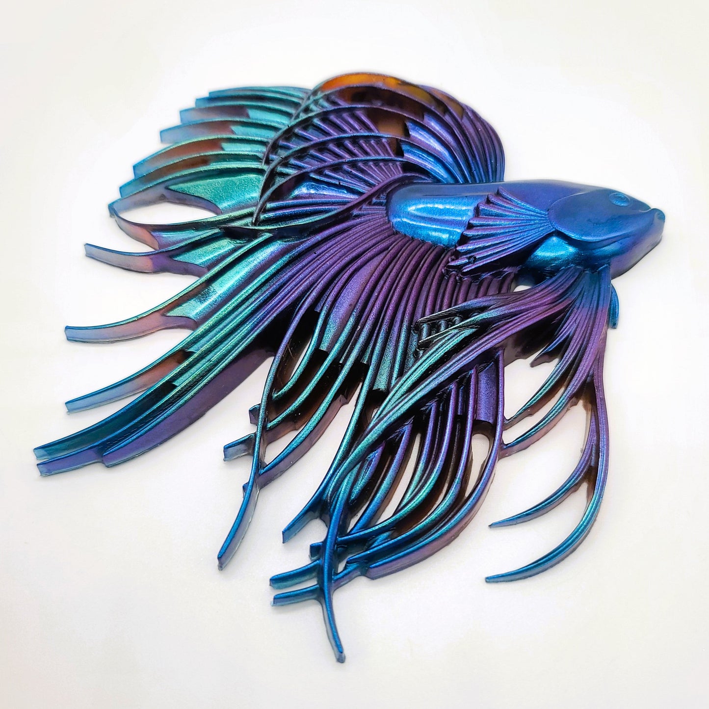 6" Betta Fish Wall Art - Holographic Color Shift Resin