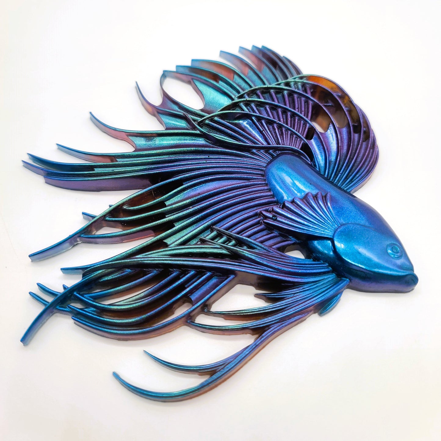 6" Betta Fish Wall Art - Holographic Color Shift Resin