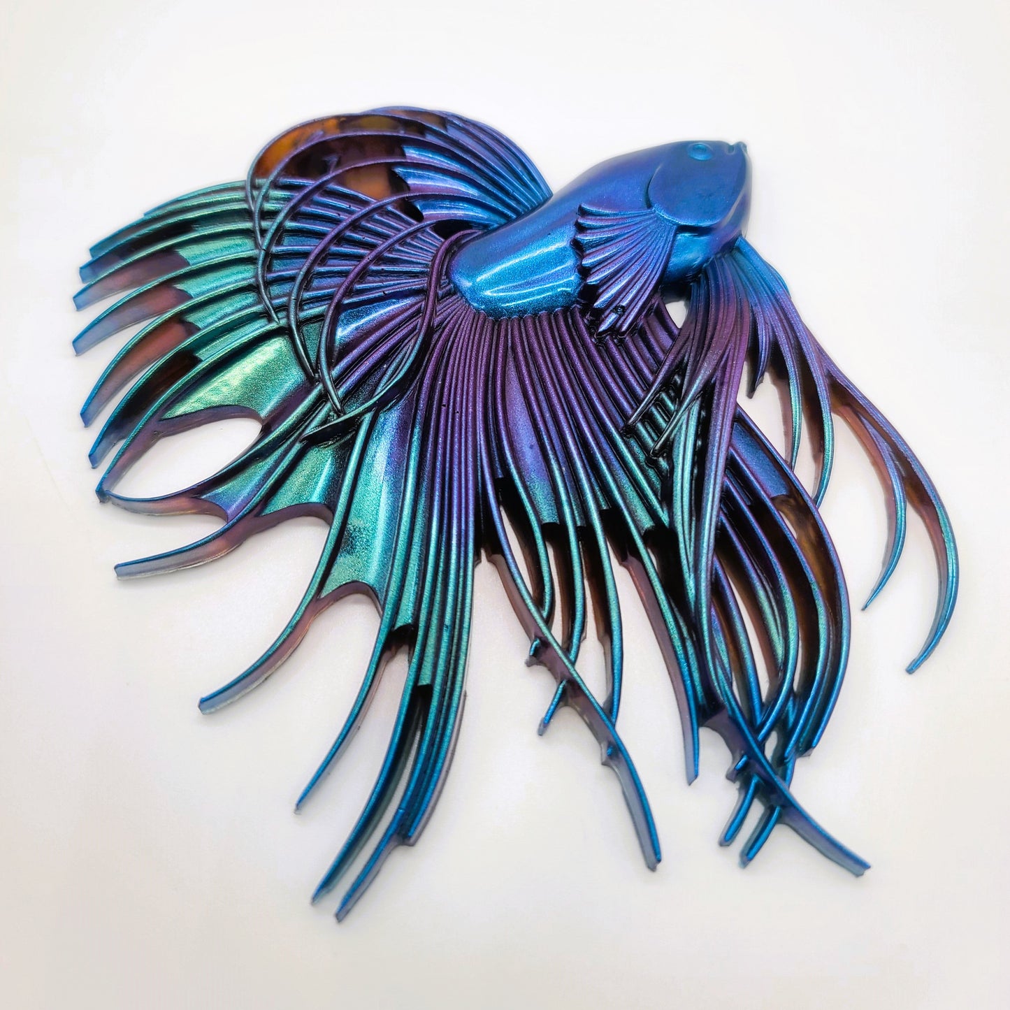 6" Betta Fish Wall Art - Holographic Color Shift Resin
