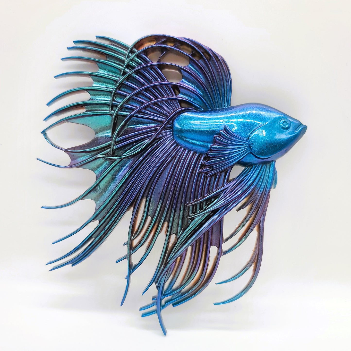 6" Betta Fish Wall Art - Holographic Color Shift Resin