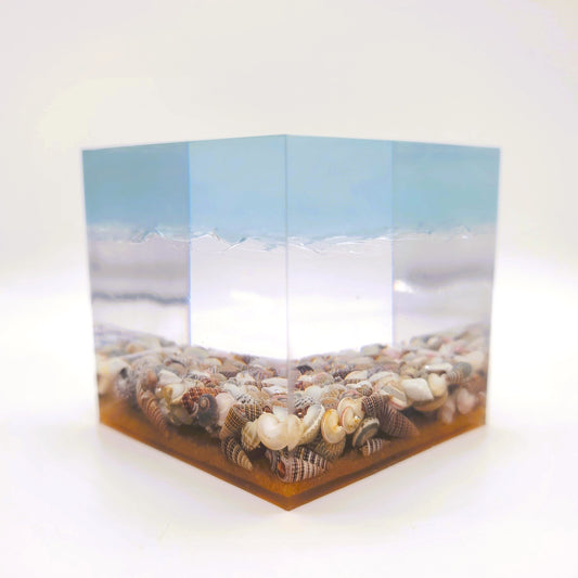 3" Resin Ocean Themed Cube - Eco-Friendly