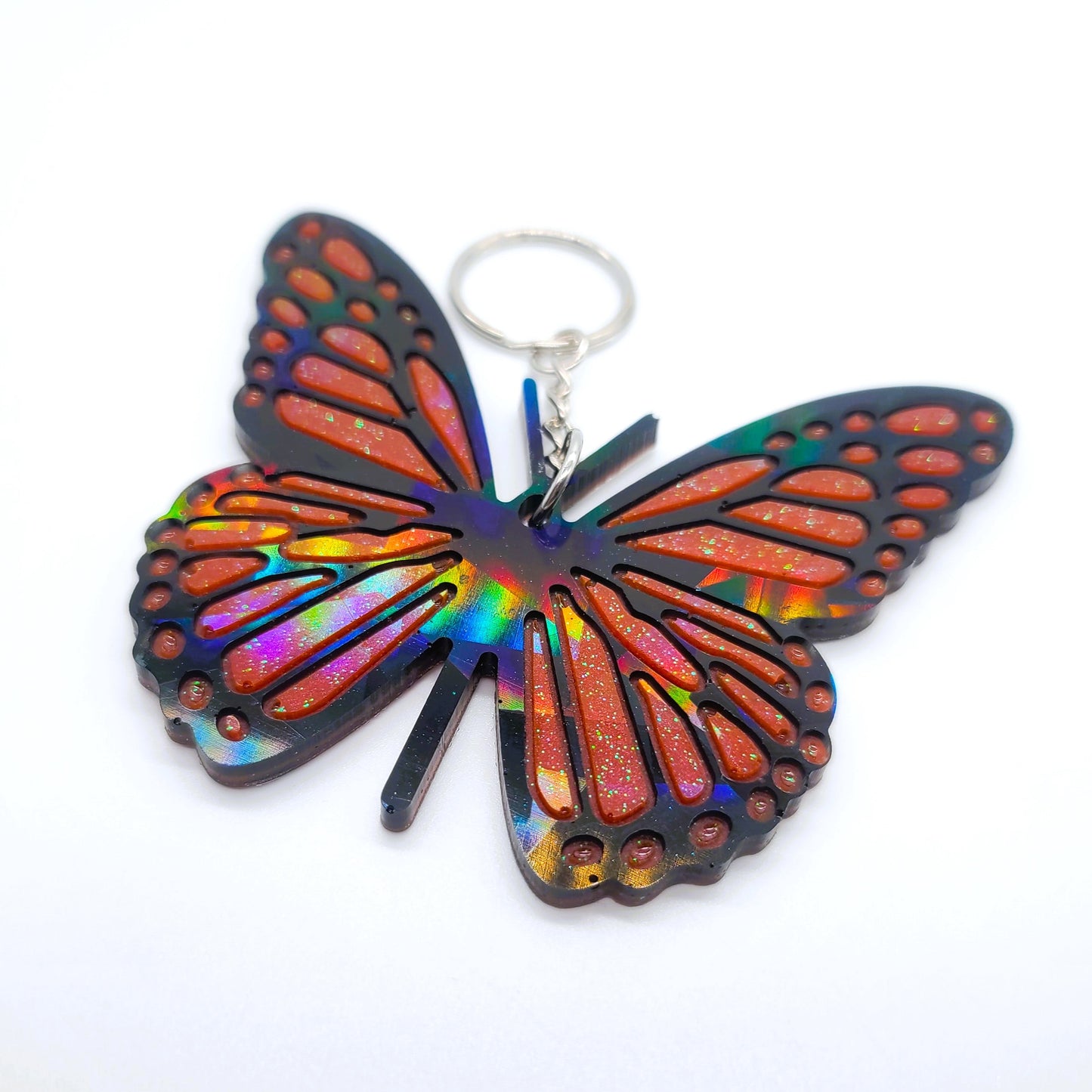 Holographic Resin Monarch Butterfly Key Chain/Suncatcher