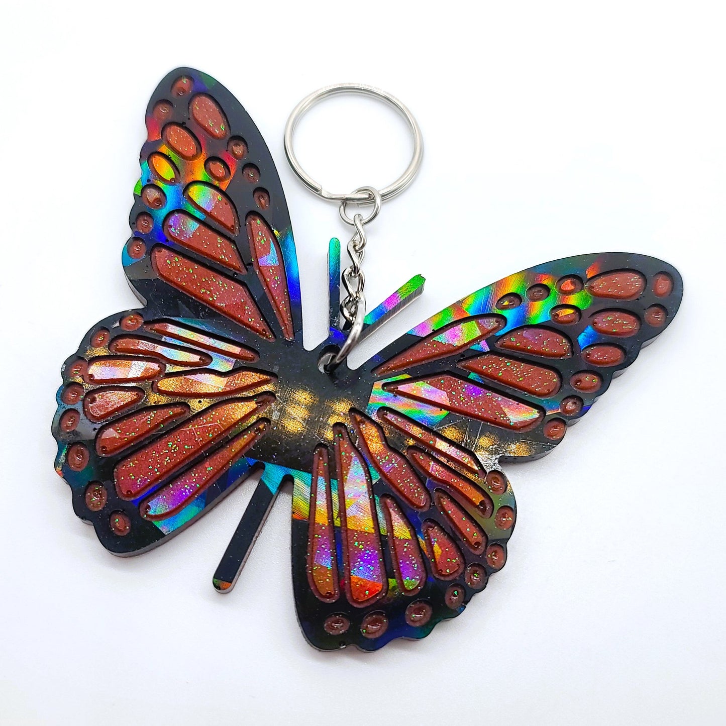 Holographic Resin Monarch Butterfly Key Chain/Suncatcher