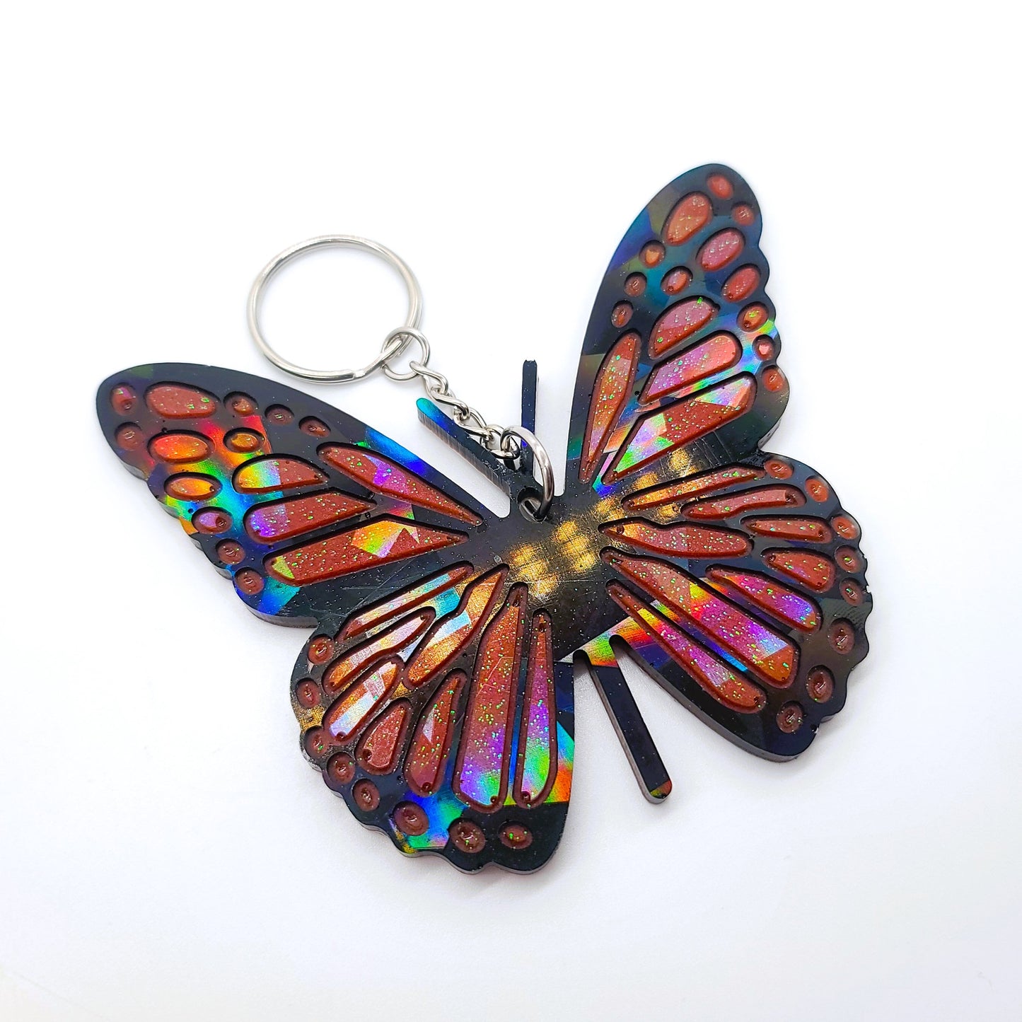 Holographic Resin Monarch Butterfly Key Chain/Suncatcher