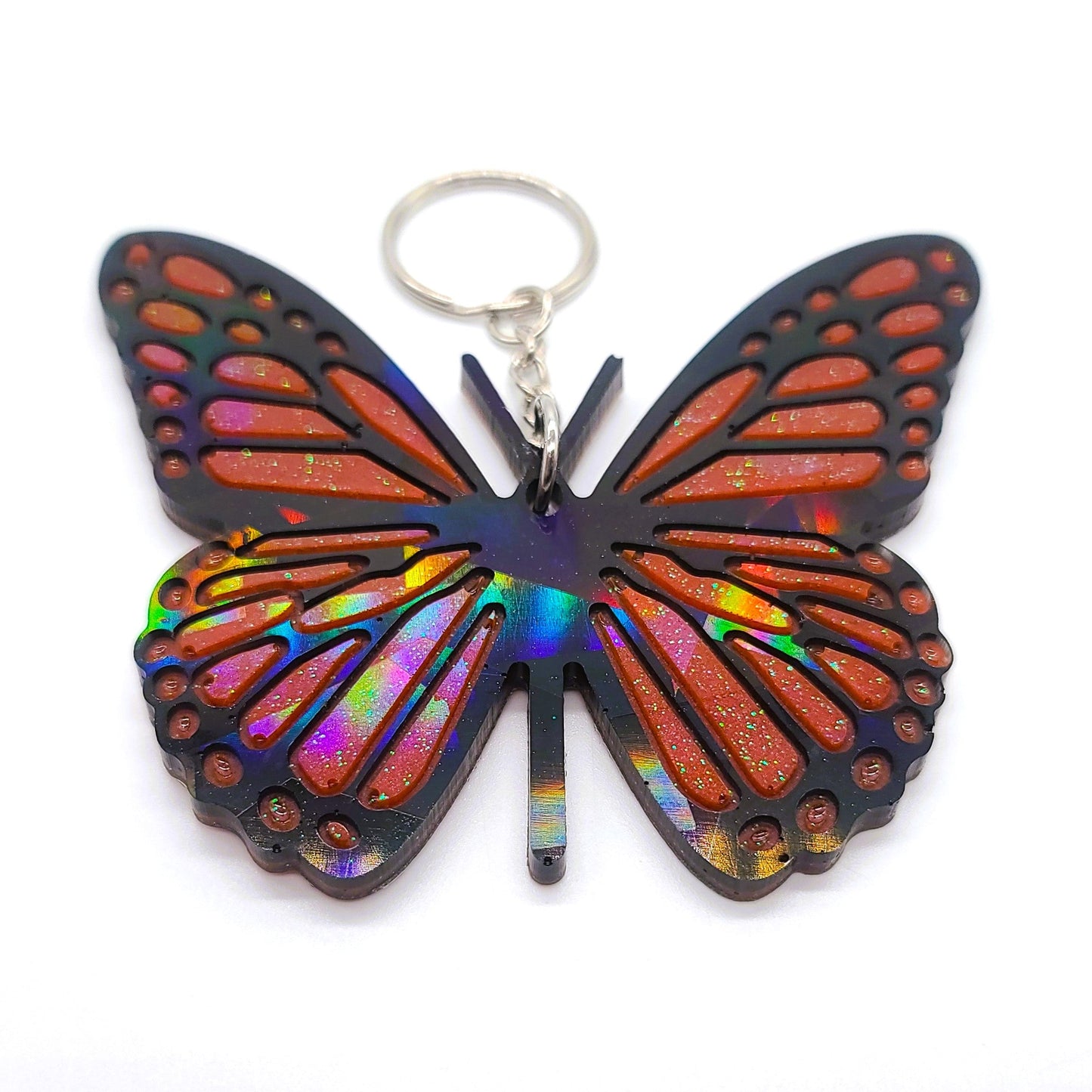 Holographic Resin Monarch Butterfly Key Chain/Suncatcher