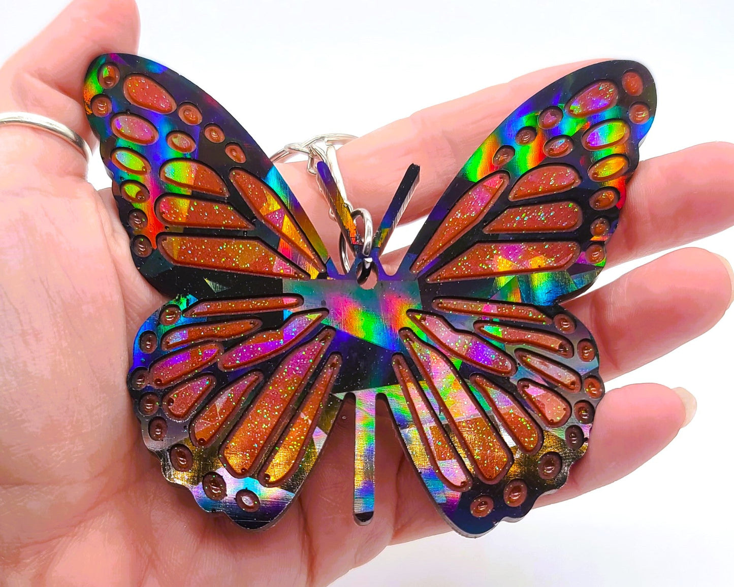Holographic Resin Monarch Butterfly Key Chain/Suncatcher