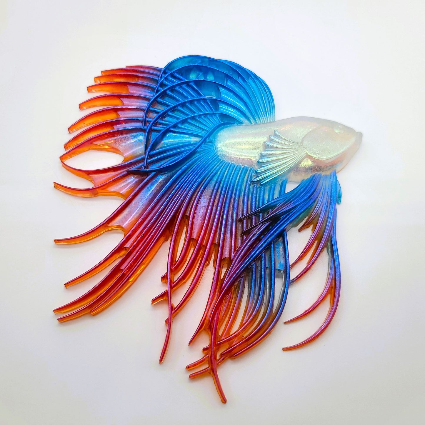 6" Betta Fish Wall Art - Holographic Color Shift Resin