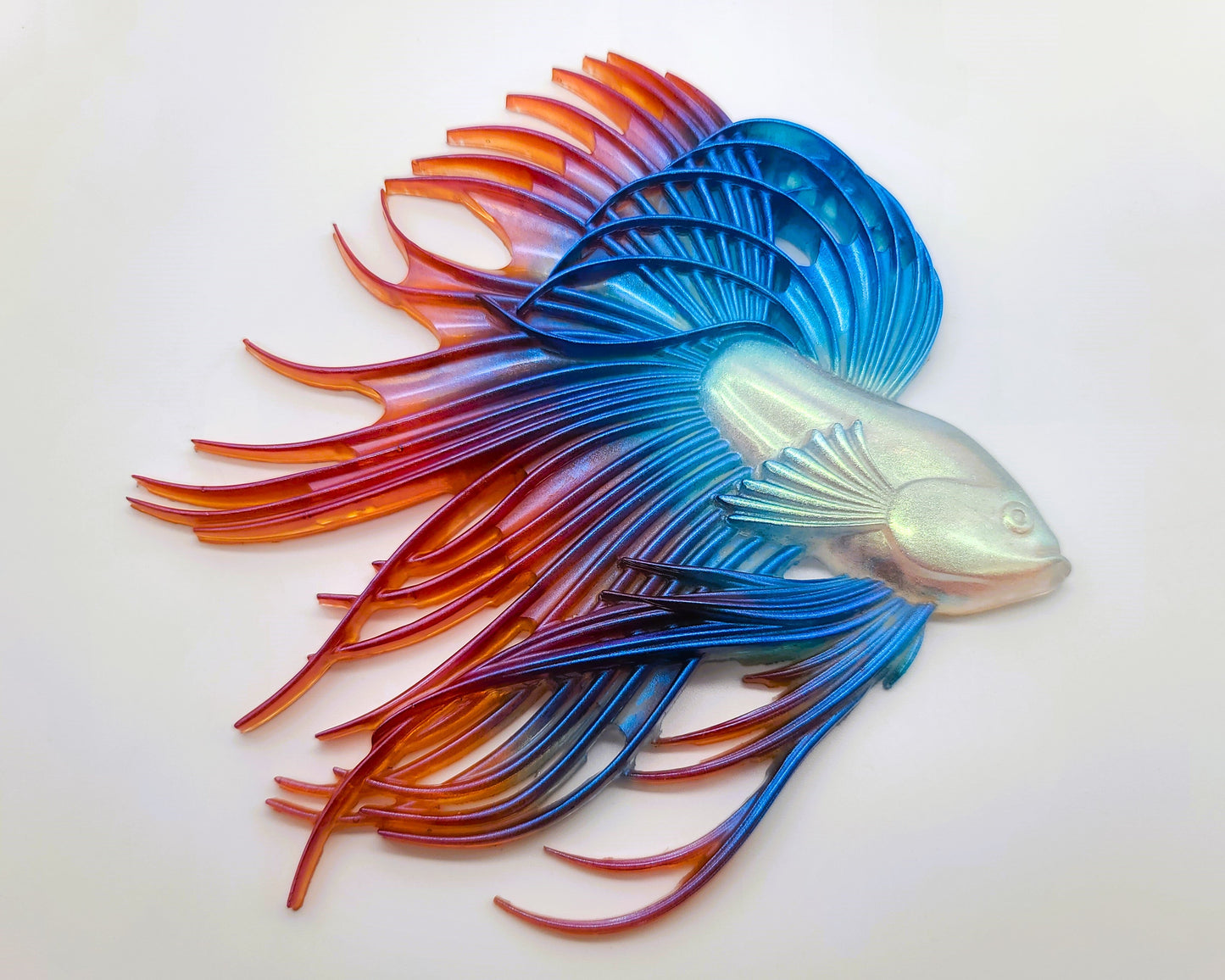 6" Betta Fish Wall Art - Holographic Color Shift Resin