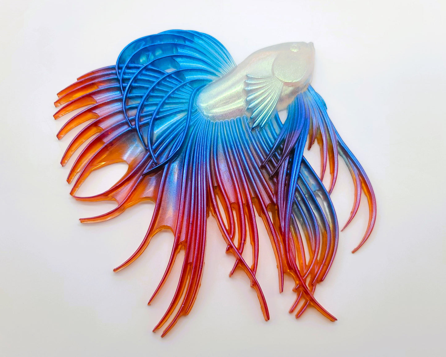 6" Betta Fish Wall Art - Holographic Color Shift Resin