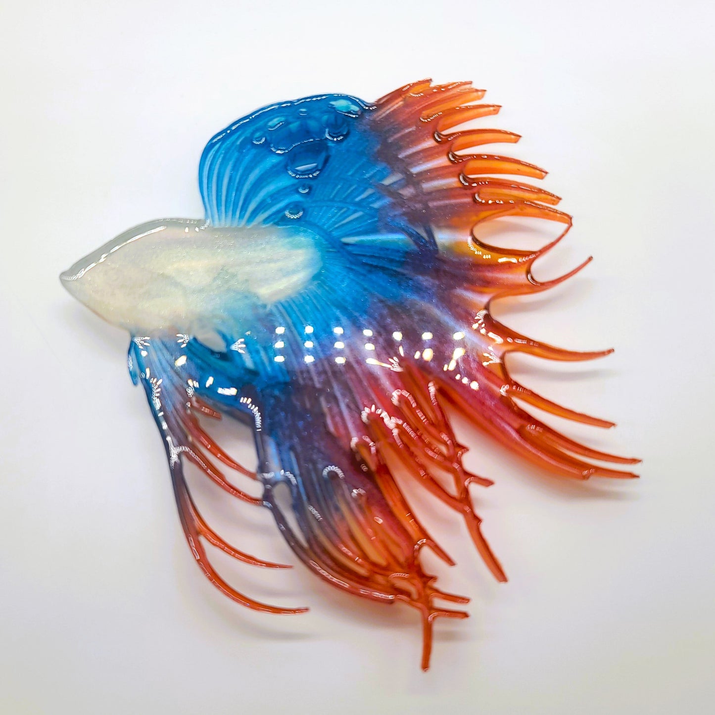 6" Betta Fish Wall Art - Holographic Color Shift Resin