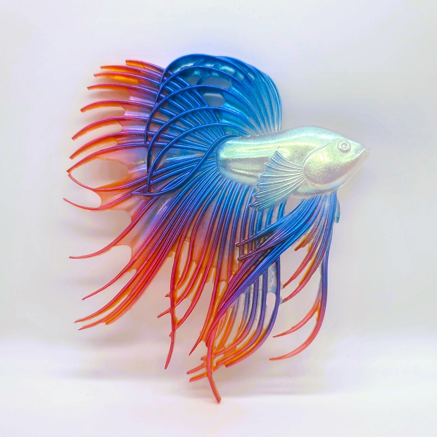 6" Betta Fish Wall Art - Holographic Color Shift Resin