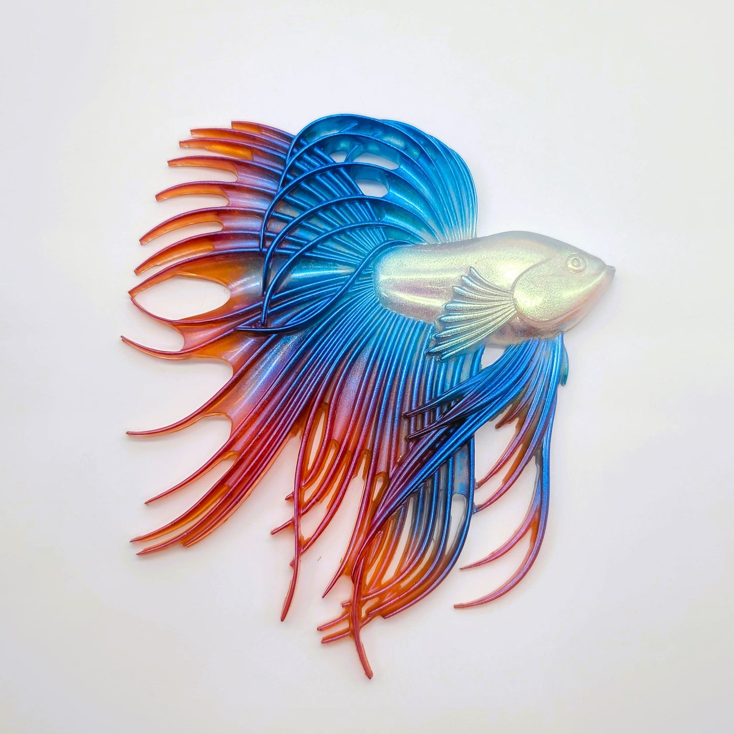 6" Betta Fish Wall Art - Holographic Color Shift Resin