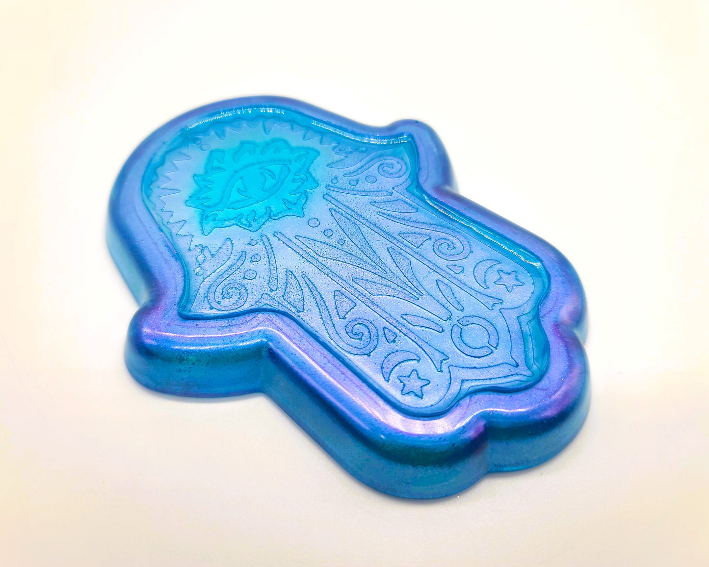 Hamsa Hand Trinket Dish - Made with Resin & Color-Shift Mica