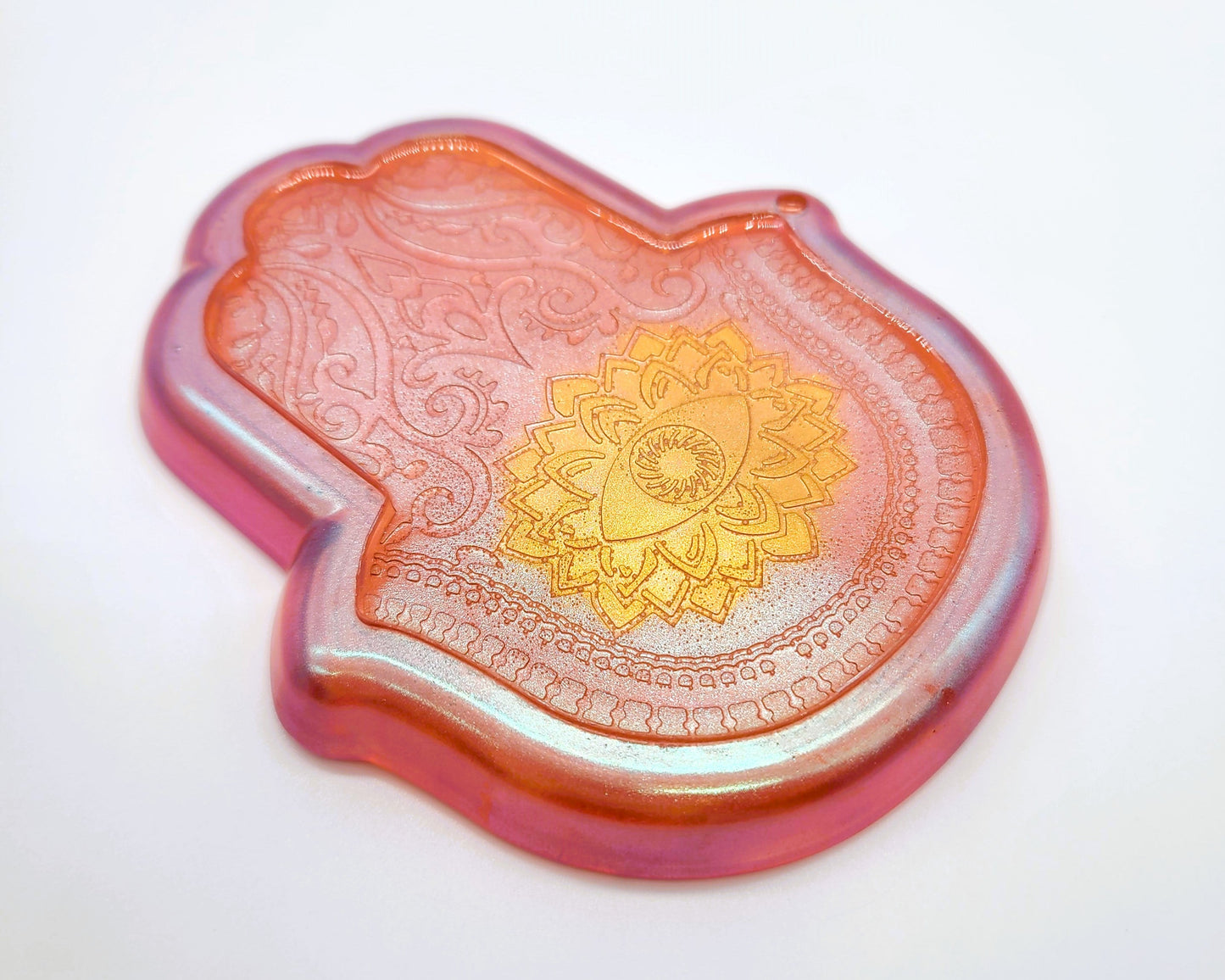 Hamsa Hand Trinket Dish - Made with Resin & Color-Shift Mica