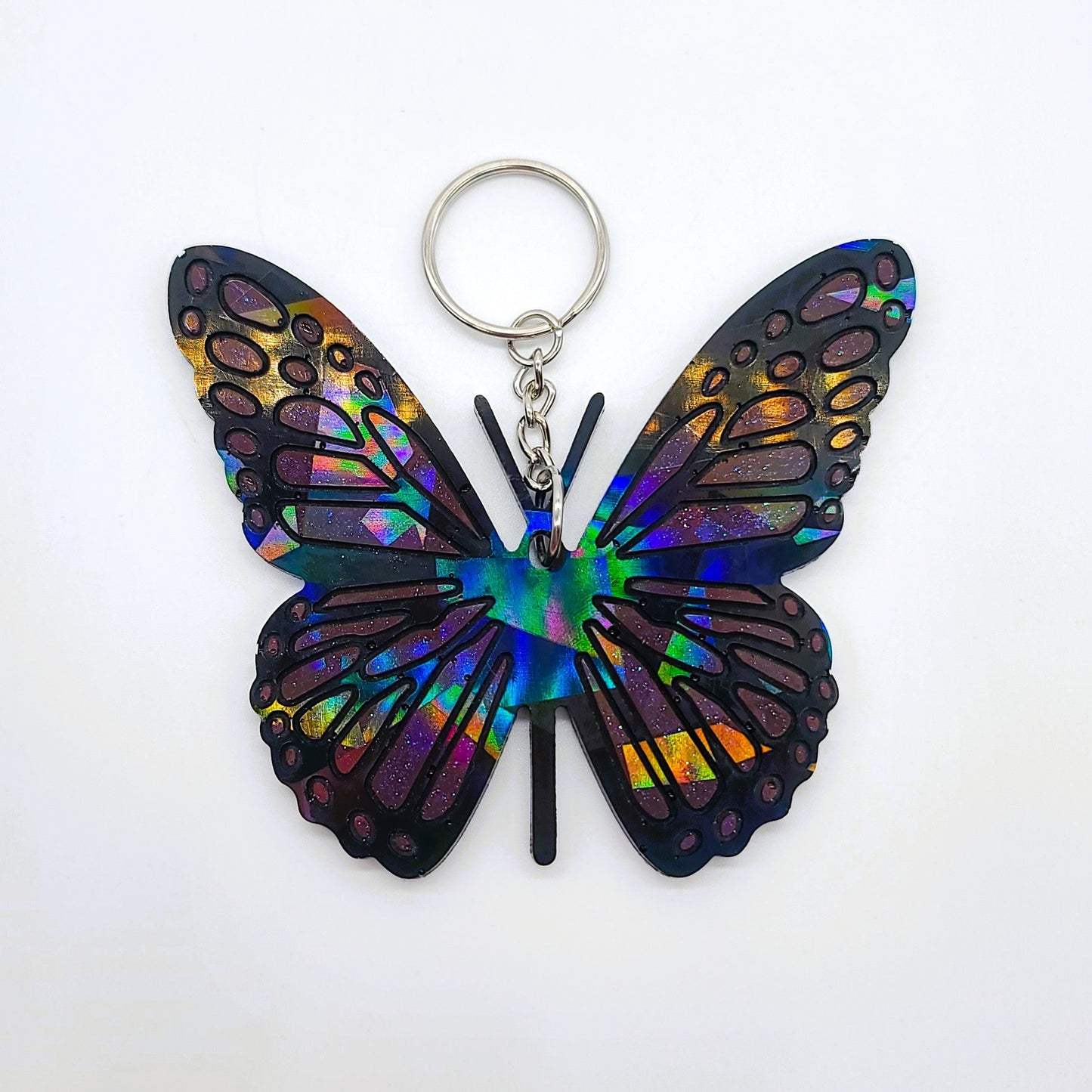 Holographic Resin Monarch Butterfly Key Chain/Suncatcher