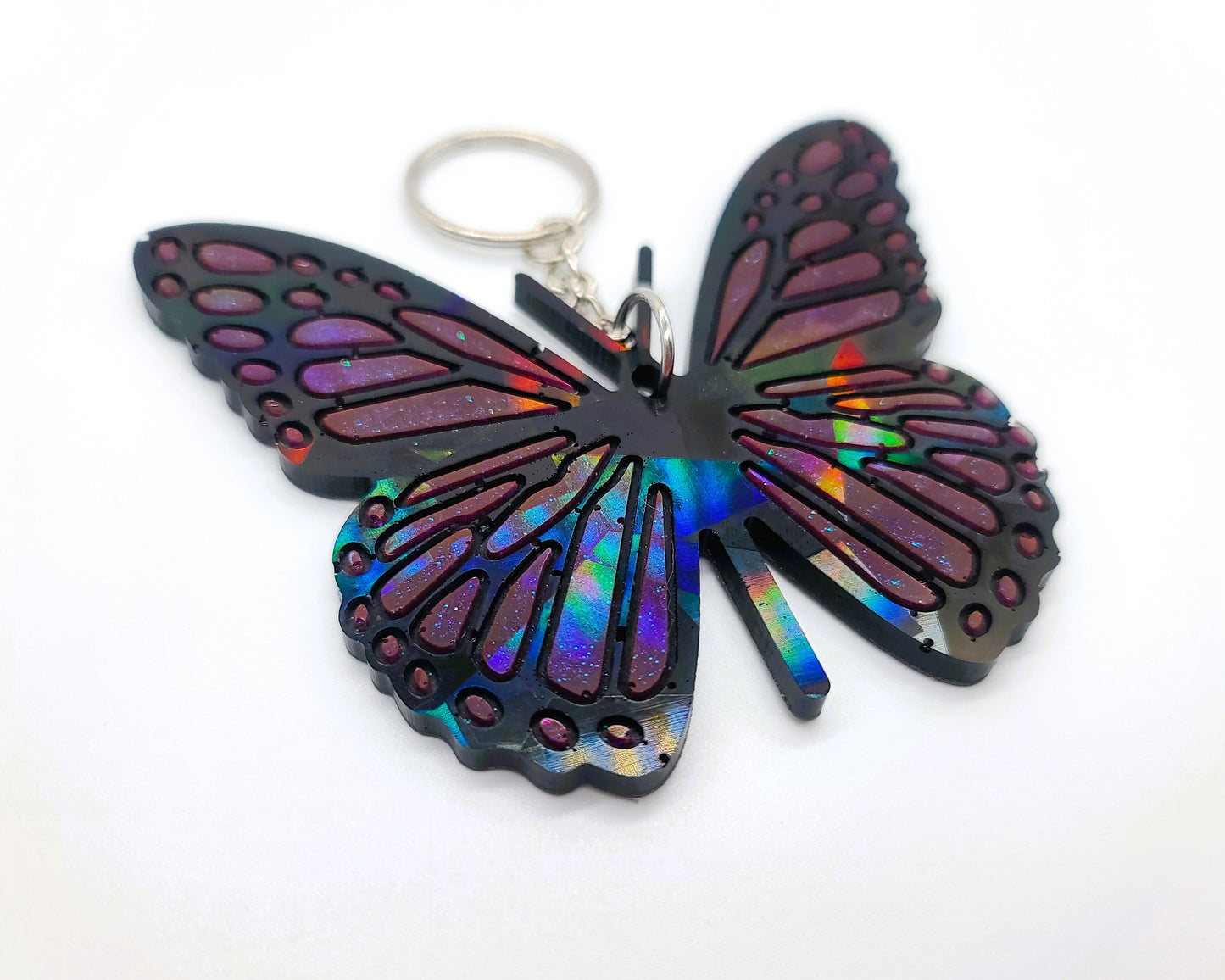 Holographic Resin Monarch Butterfly Key Chain/Suncatcher