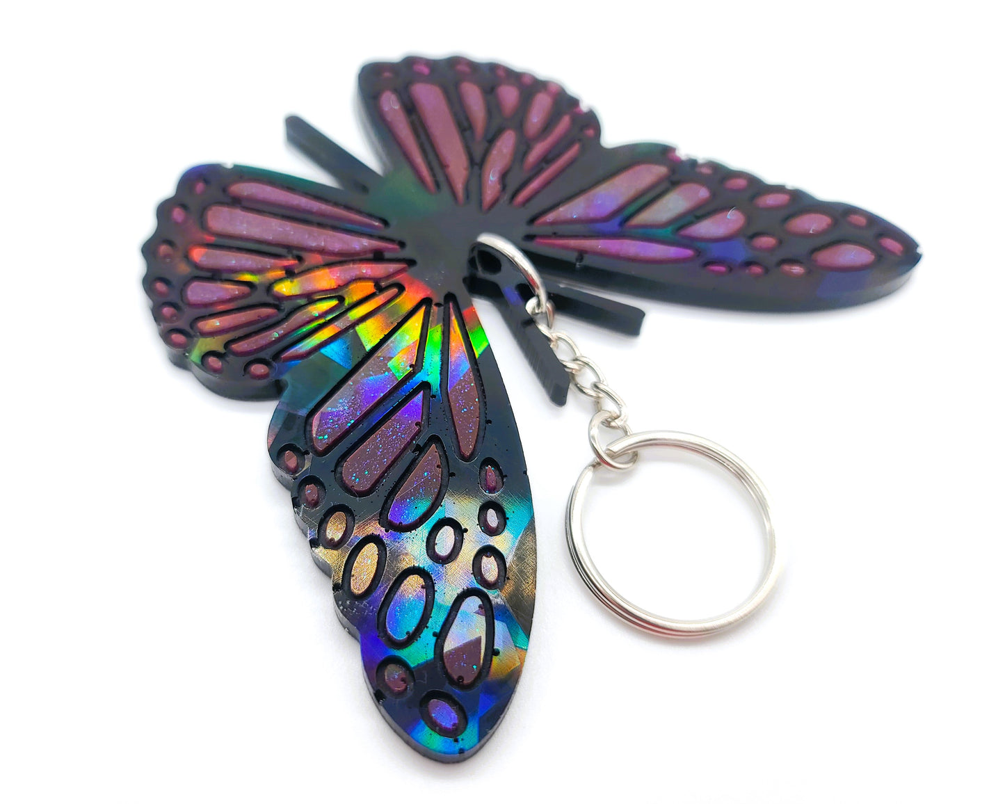 Holographic Resin Monarch Butterfly Key Chain/Suncatcher