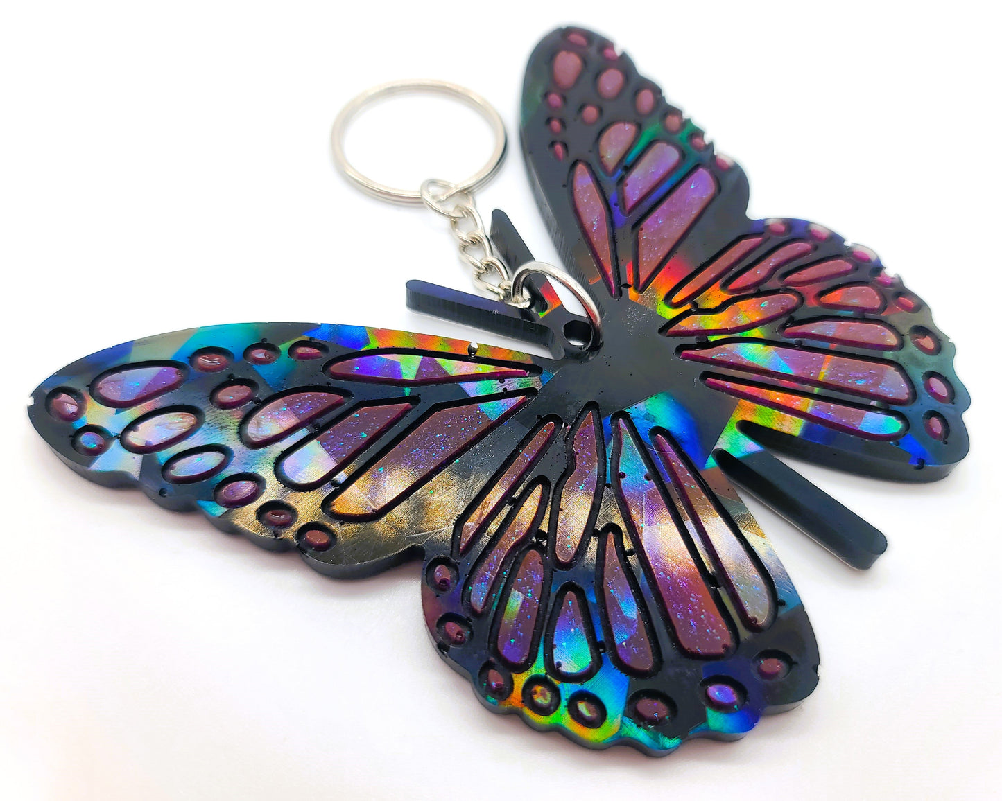 Holographic Resin Monarch Butterfly Key Chain/Suncatcher