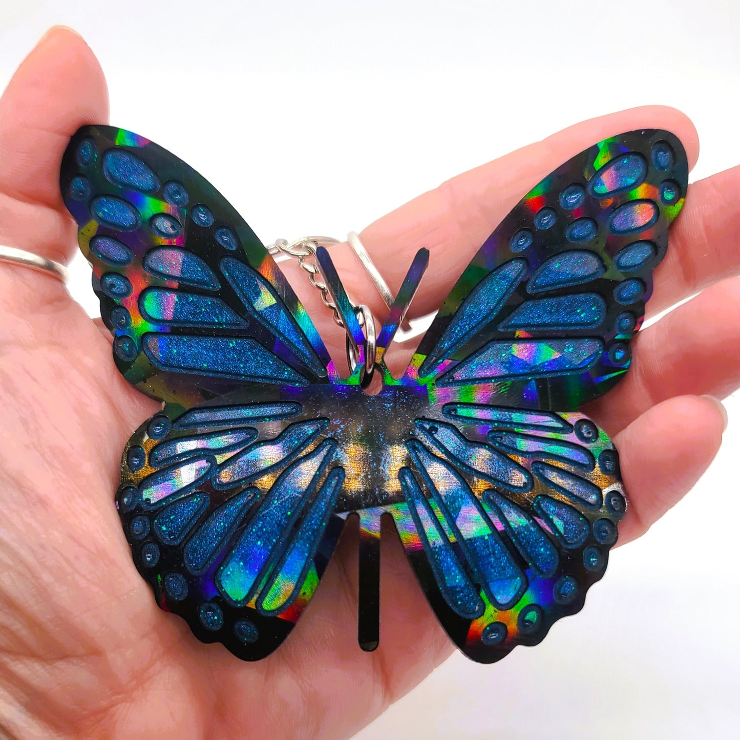 Holographic Resin Monarch Butterfly Key Chain/Suncatcher