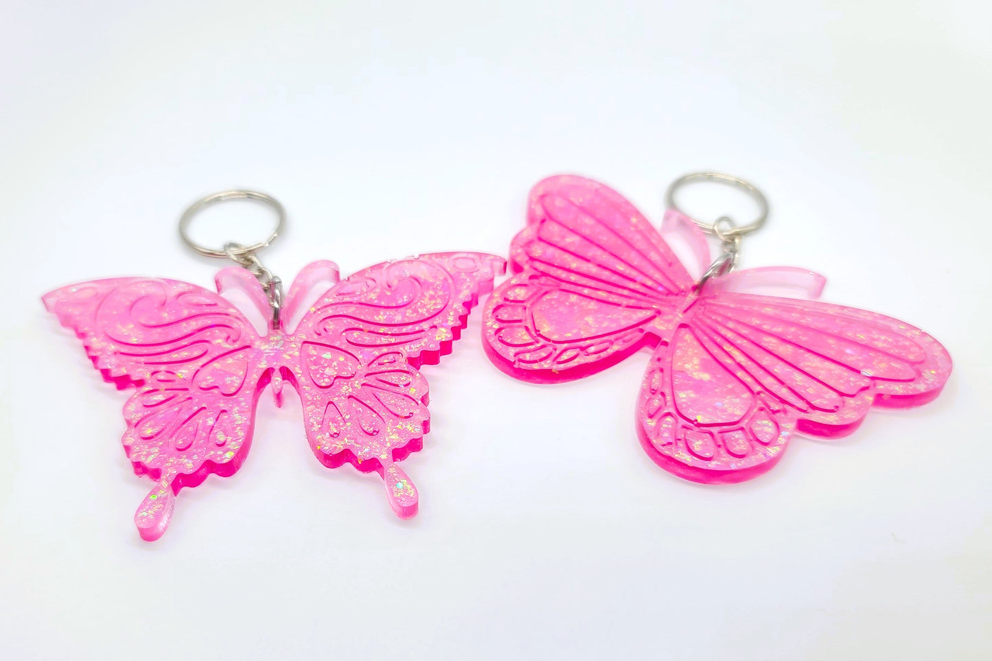 Holographic Resin Pink Butterfly Key Chain