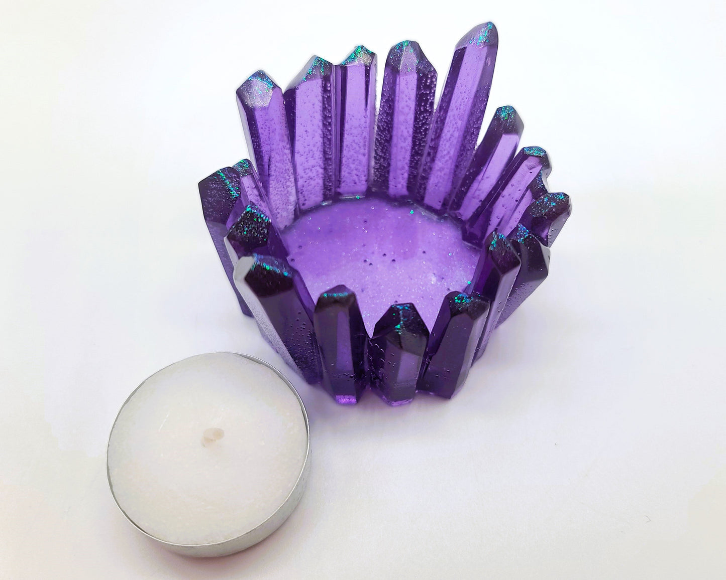 Crystal / Quartz Tealight Candle Holder - Eco-Friendly Resin