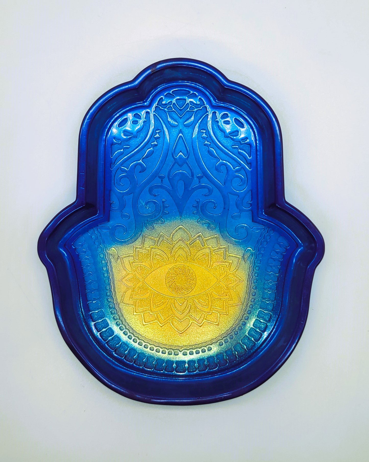 Hamsa Hand Trinket Dish - Made with Resin & Color-Shift Mica