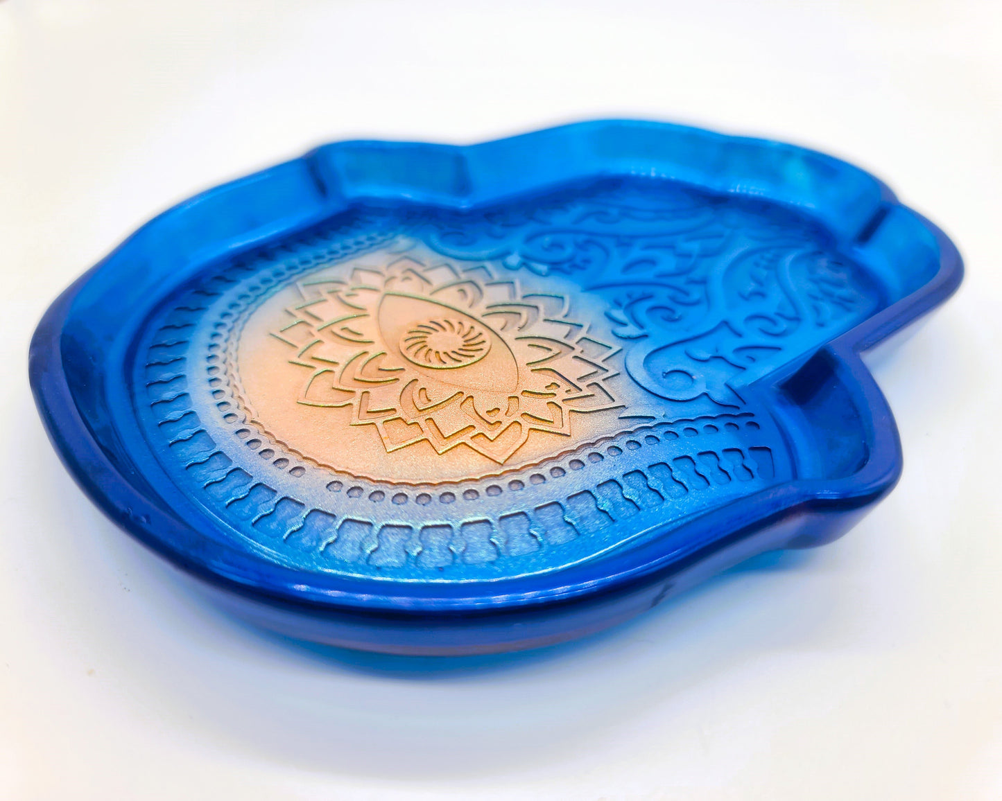 Hamsa Hand Trinket Dish - Made with Resin & Color-Shift Mica