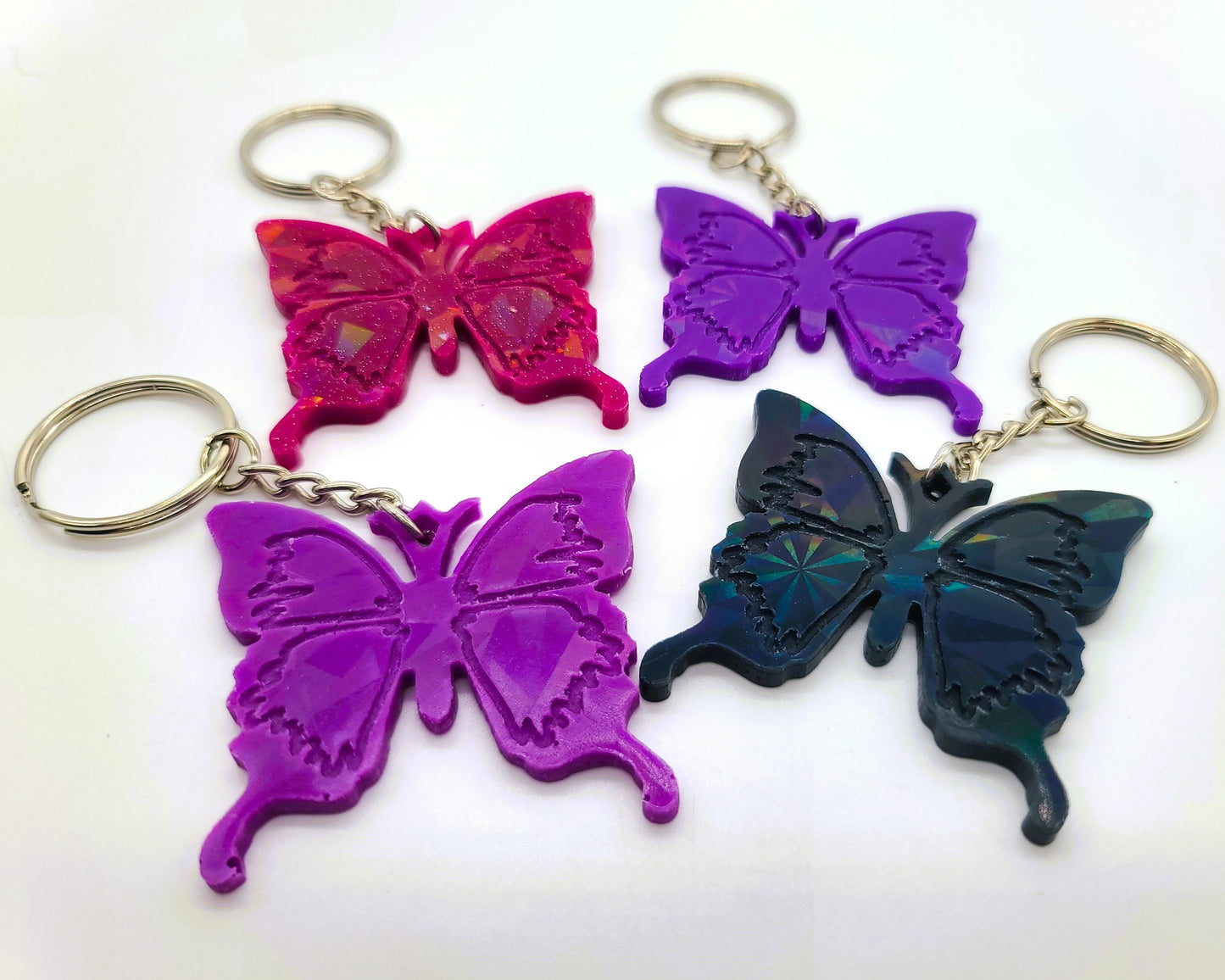 Small Eco-Friendly Holographic Resin Butterfly Key Chain