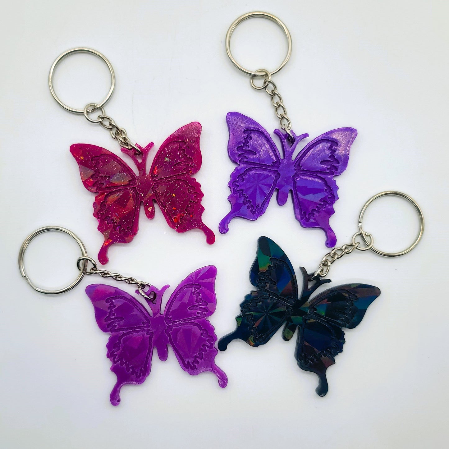 Small Eco-Friendly Holographic Resin Butterfly Key Chain