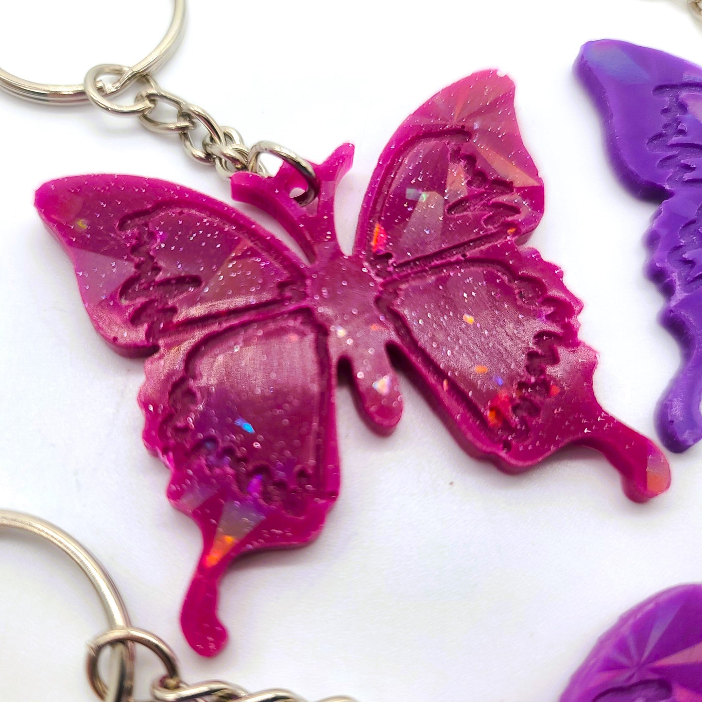 Small Eco-Friendly Holographic Resin Butterfly Key Chain