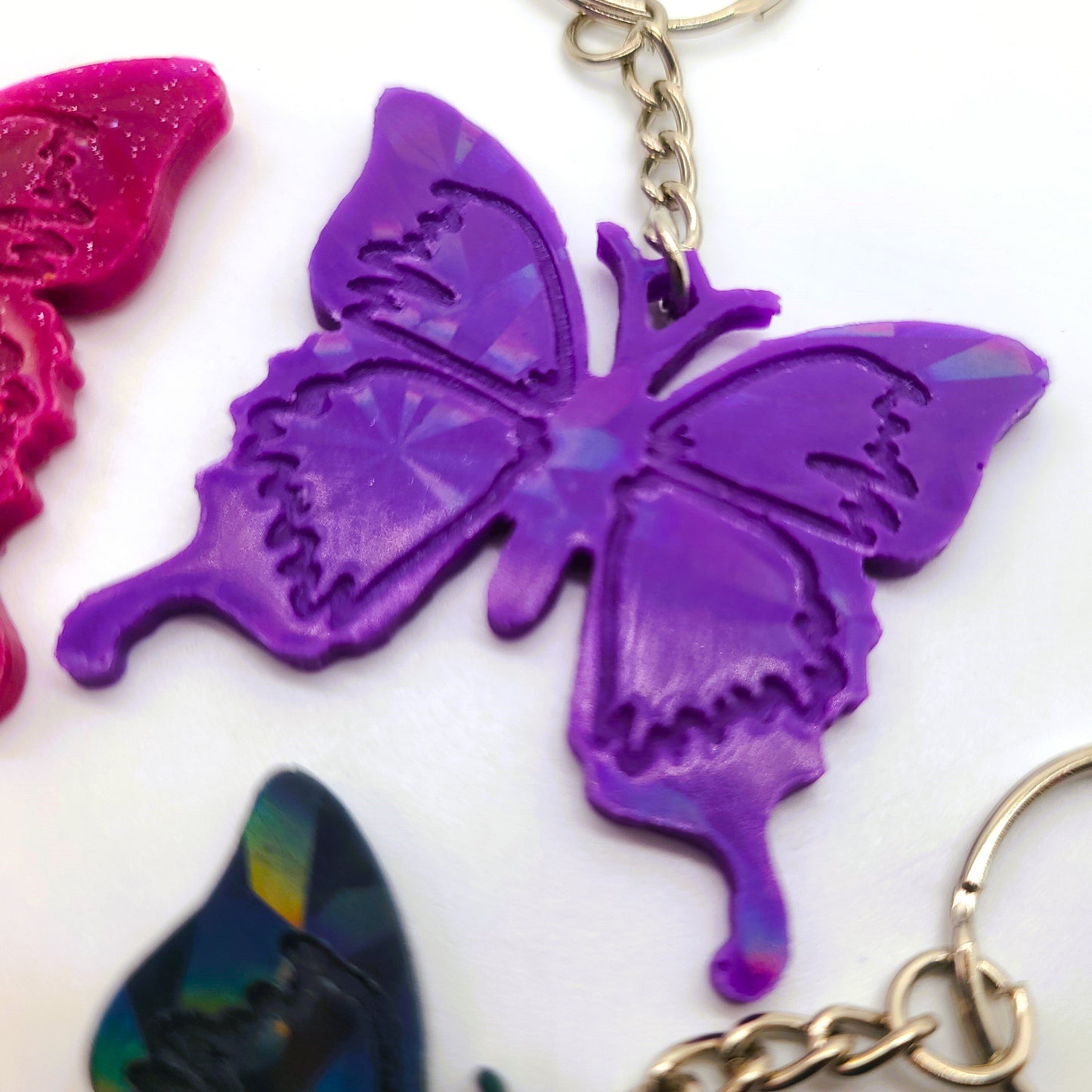 Small Eco-Friendly Holographic Resin Butterfly Key Chain
