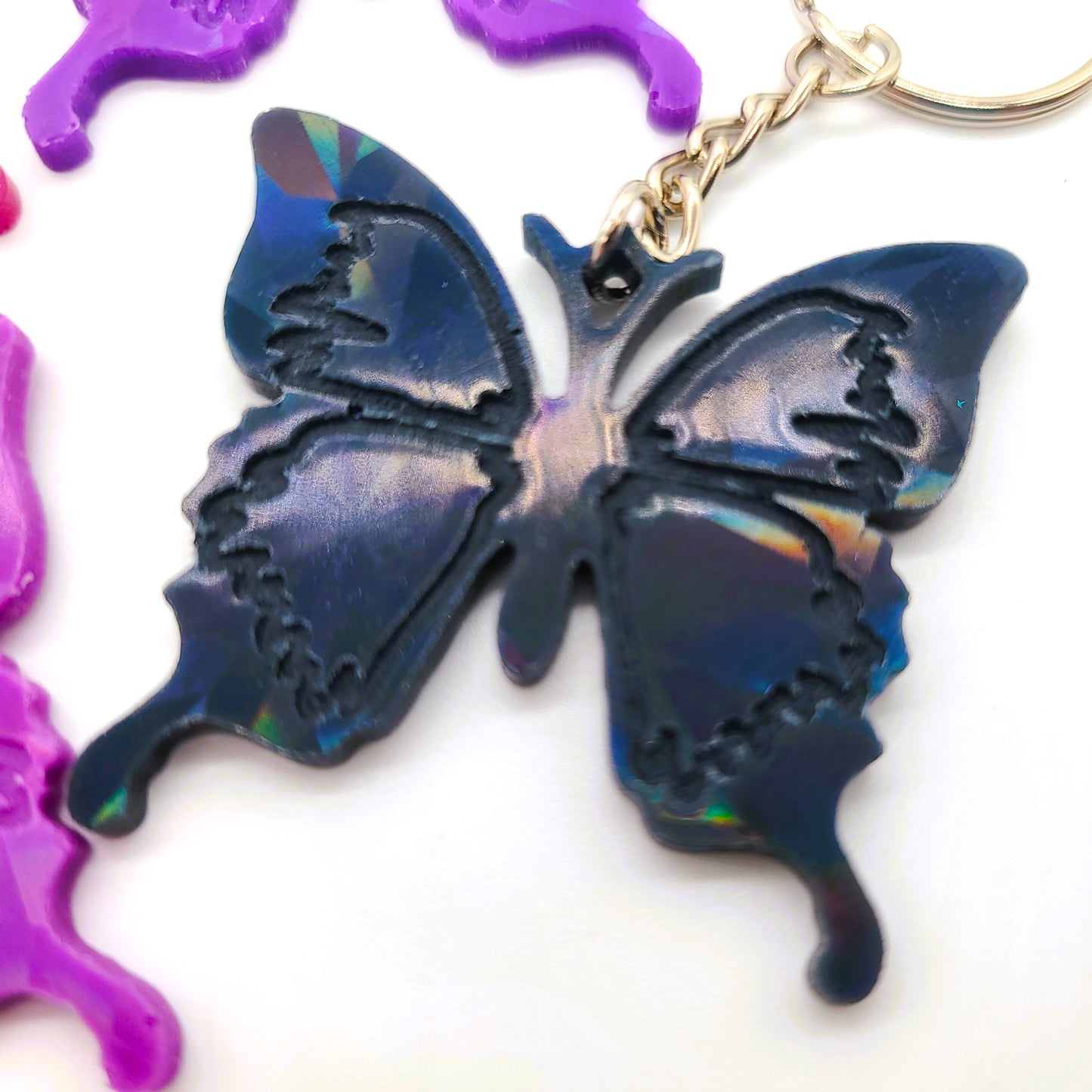 Small Eco-Friendly Holographic Resin Butterfly Key Chain