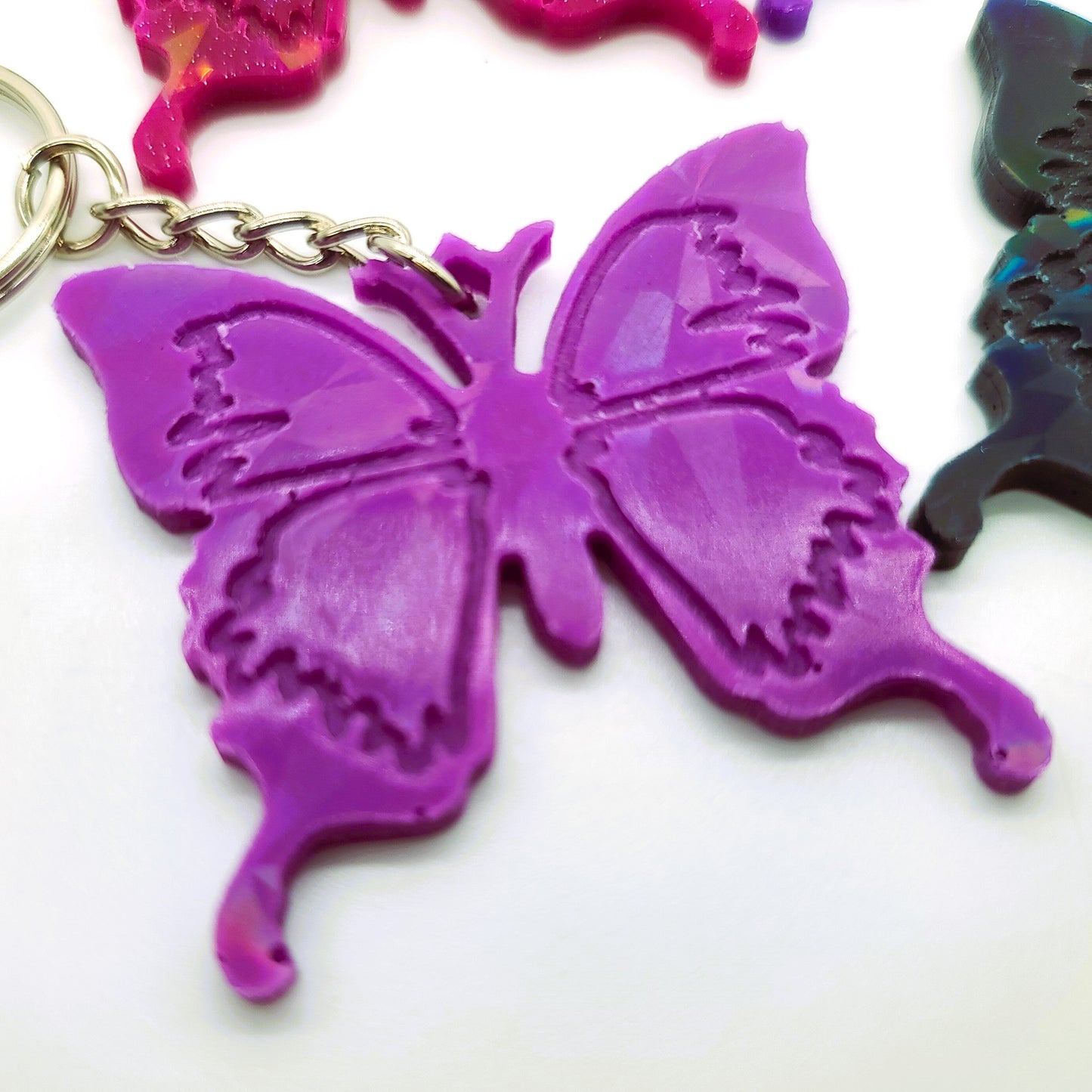 Small Eco-Friendly Holographic Resin Butterfly Key Chain